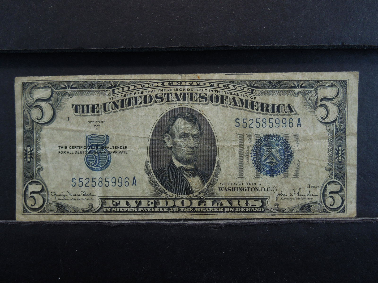 1934 D Five Dollar Silver Certificate (1 of 3)