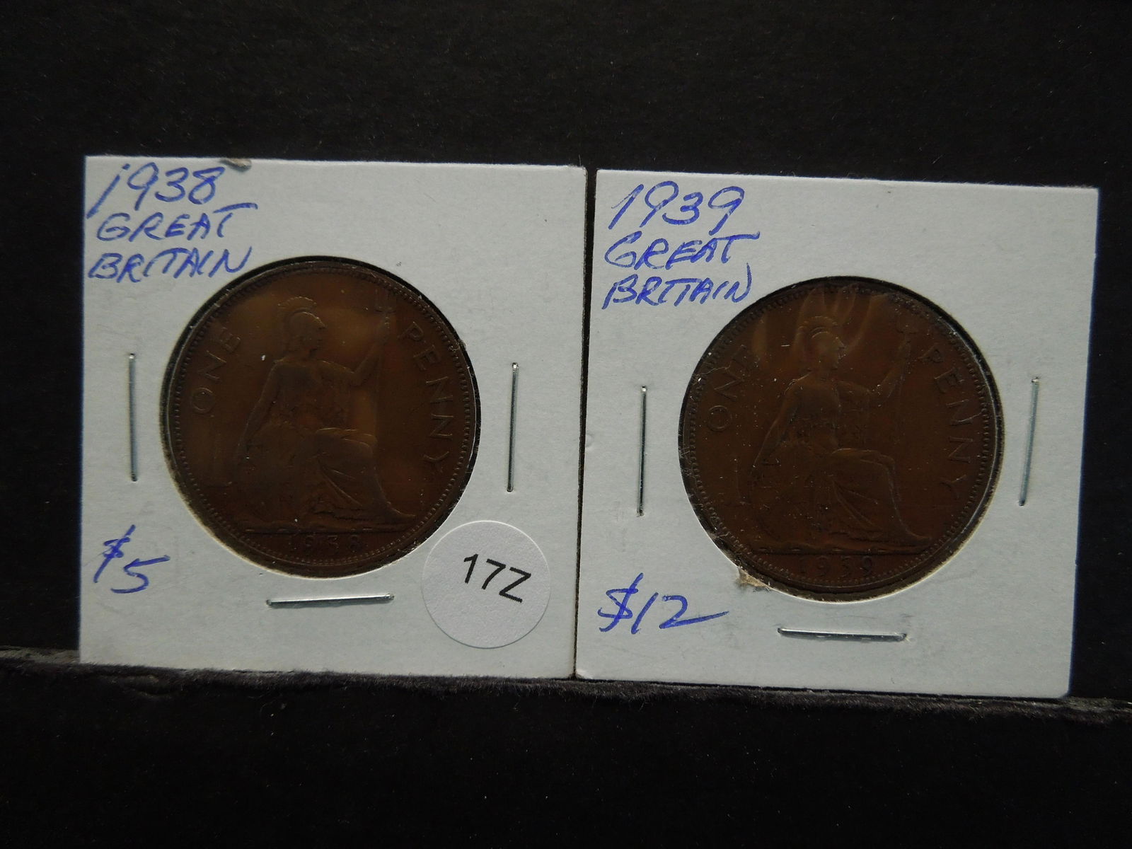 1938, 1939 Great Britain One Pennies (1 of 5)