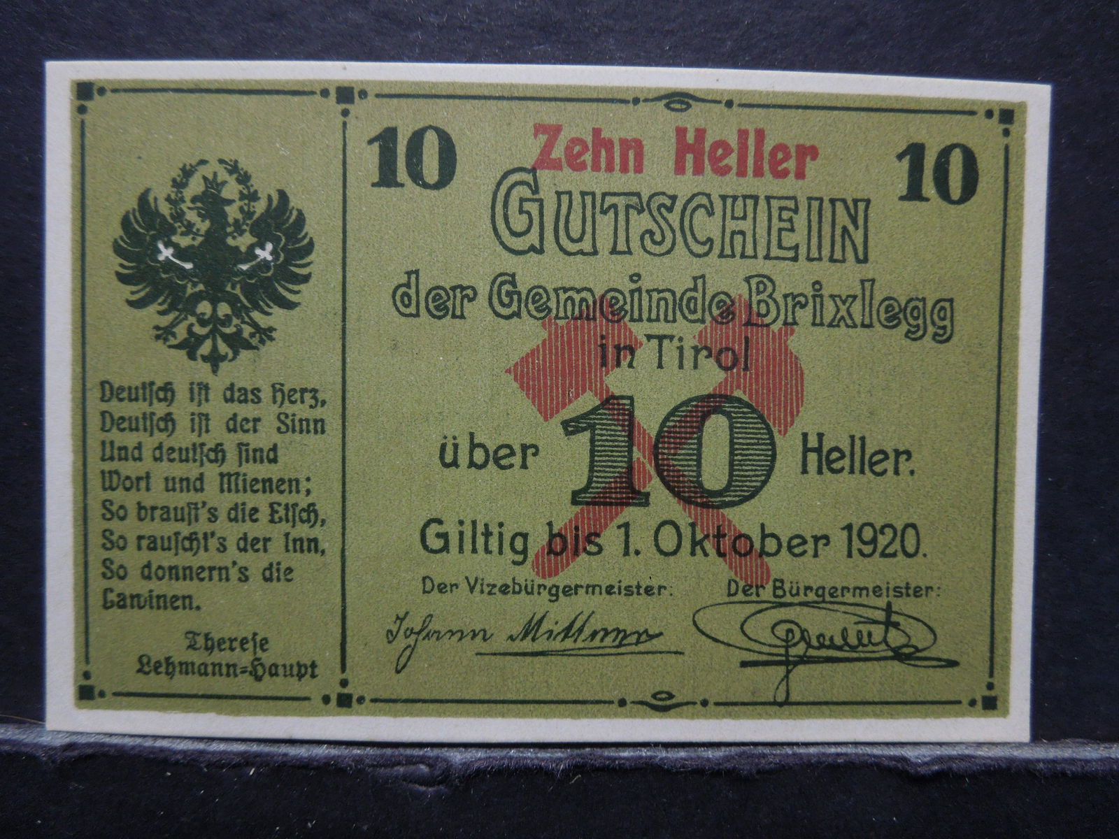 1920 German 10 Heller Crisp Uncirculated Note (1 of 3)