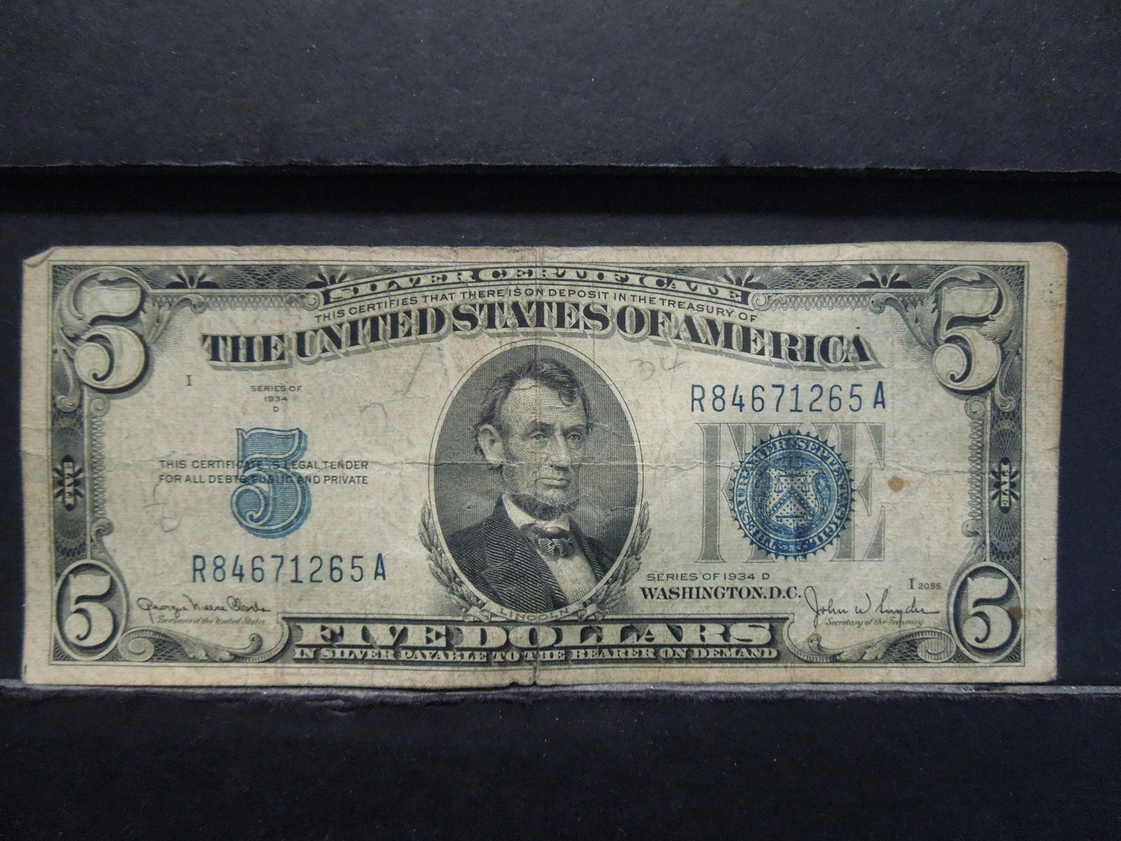 1934 D Five Dollar Silver Certificate (1 of 3)