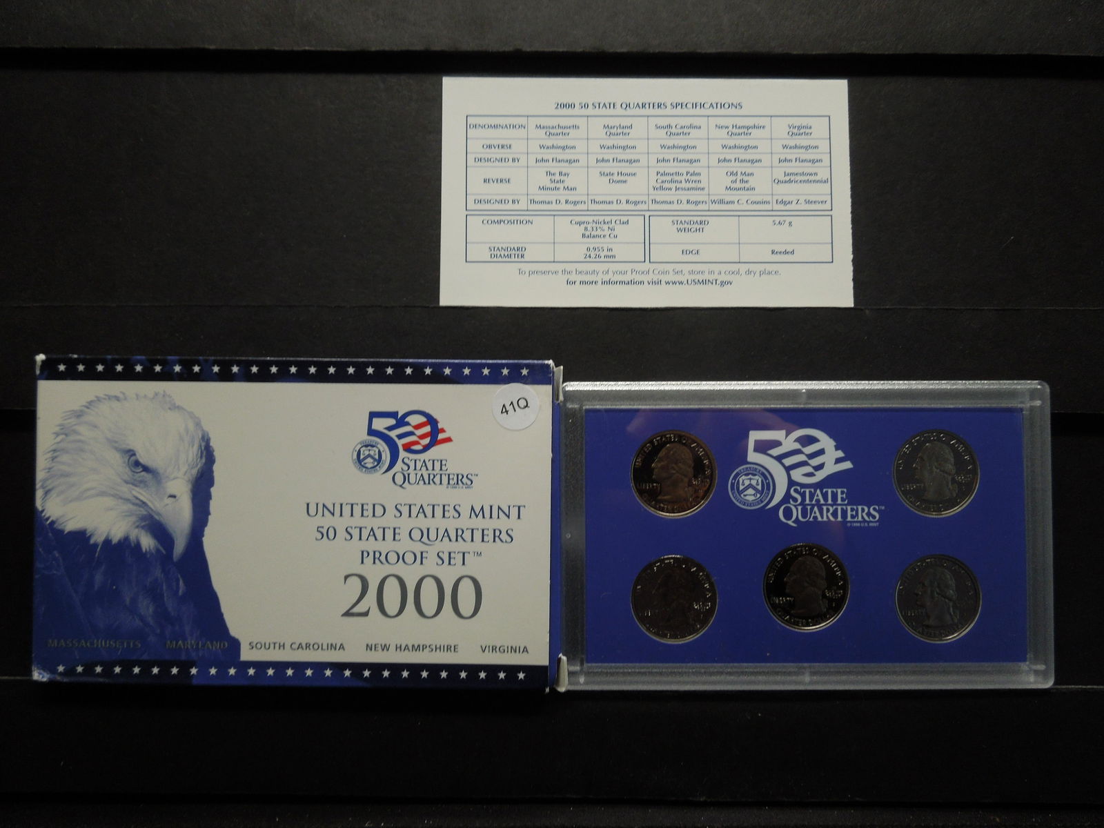 2000 US Mint State Quarters Proof Setm Massachusetts, (1 of 4)