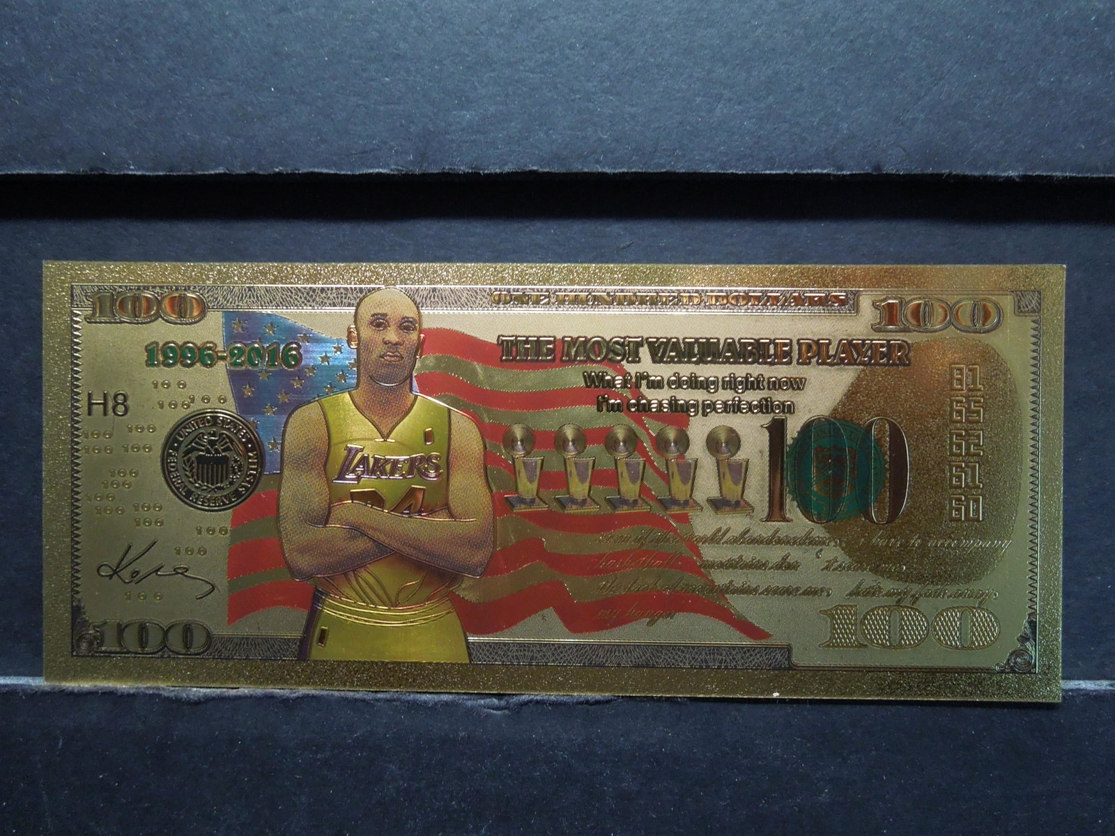 24K GOLD FOIL, (KOBY BRYANT), CRISP, NOT LEGAL: 24K GOLD FOIL, (KOBY BRYANT), CRISP, NOT LEGAL TENDER/NOVELTY!
