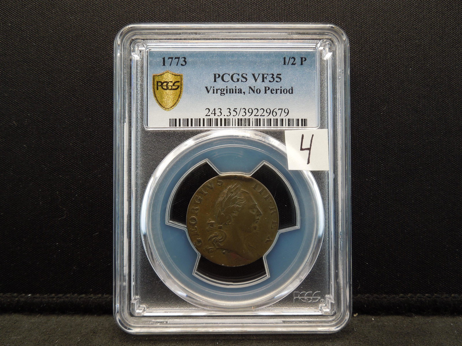1773 Virginia Colonial 1/2 Penny. PCGS VF35 (1 of 4)