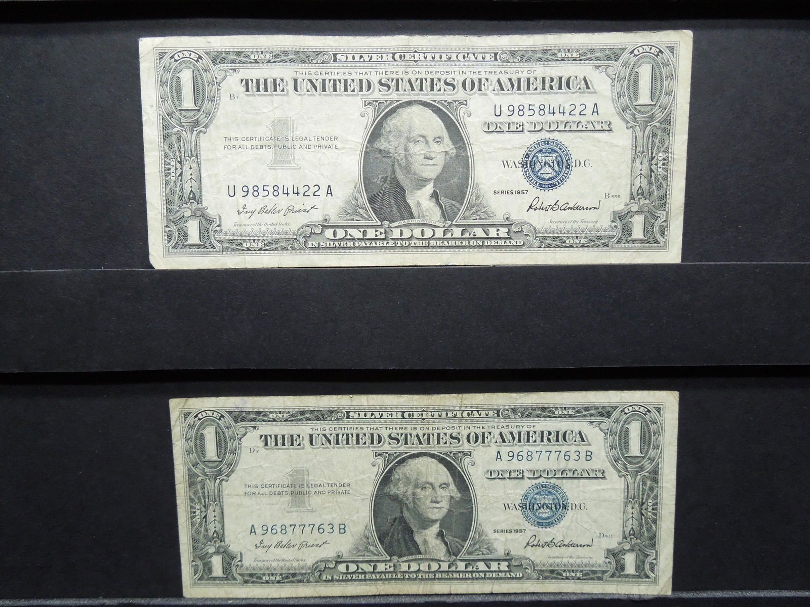 Pair of (2) 1957 $1 Silver Certificates (1 of 5)
