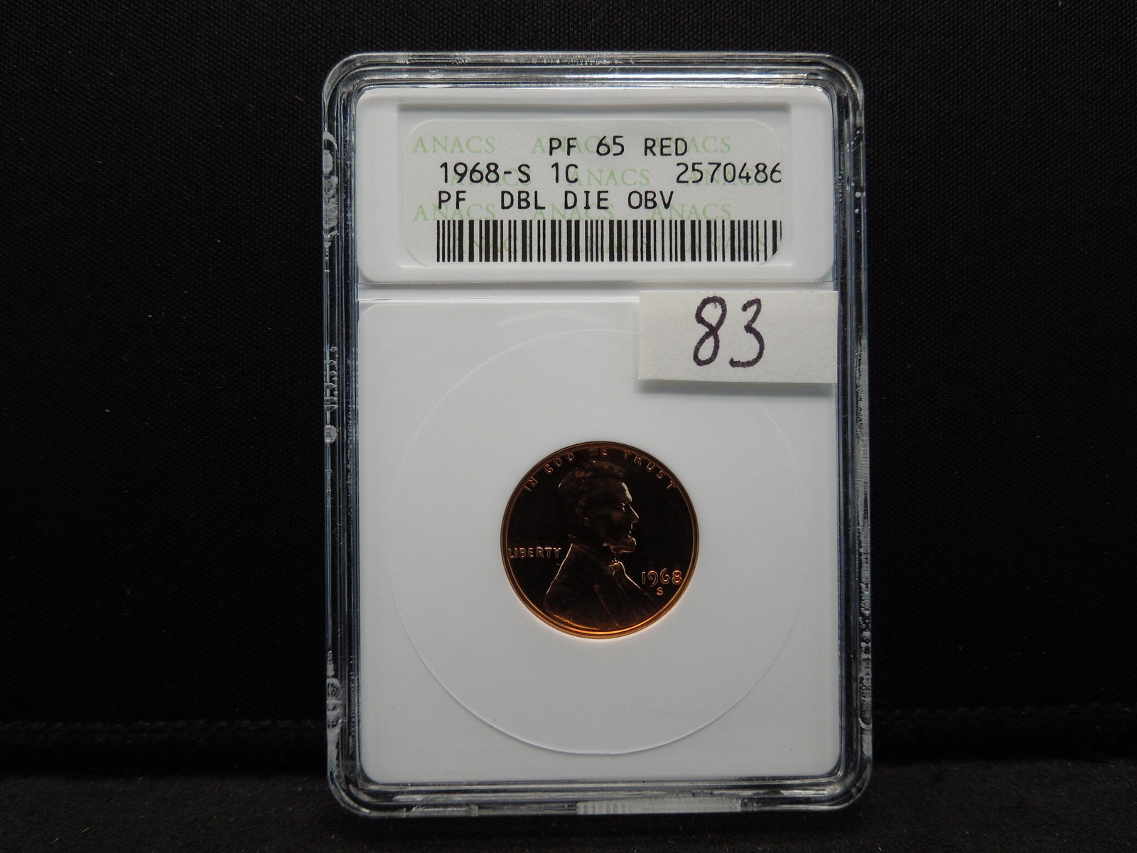 1968-S PROOF Lincoln Cent ERROR  Double Die Obv.  ANACS (1 of 4)