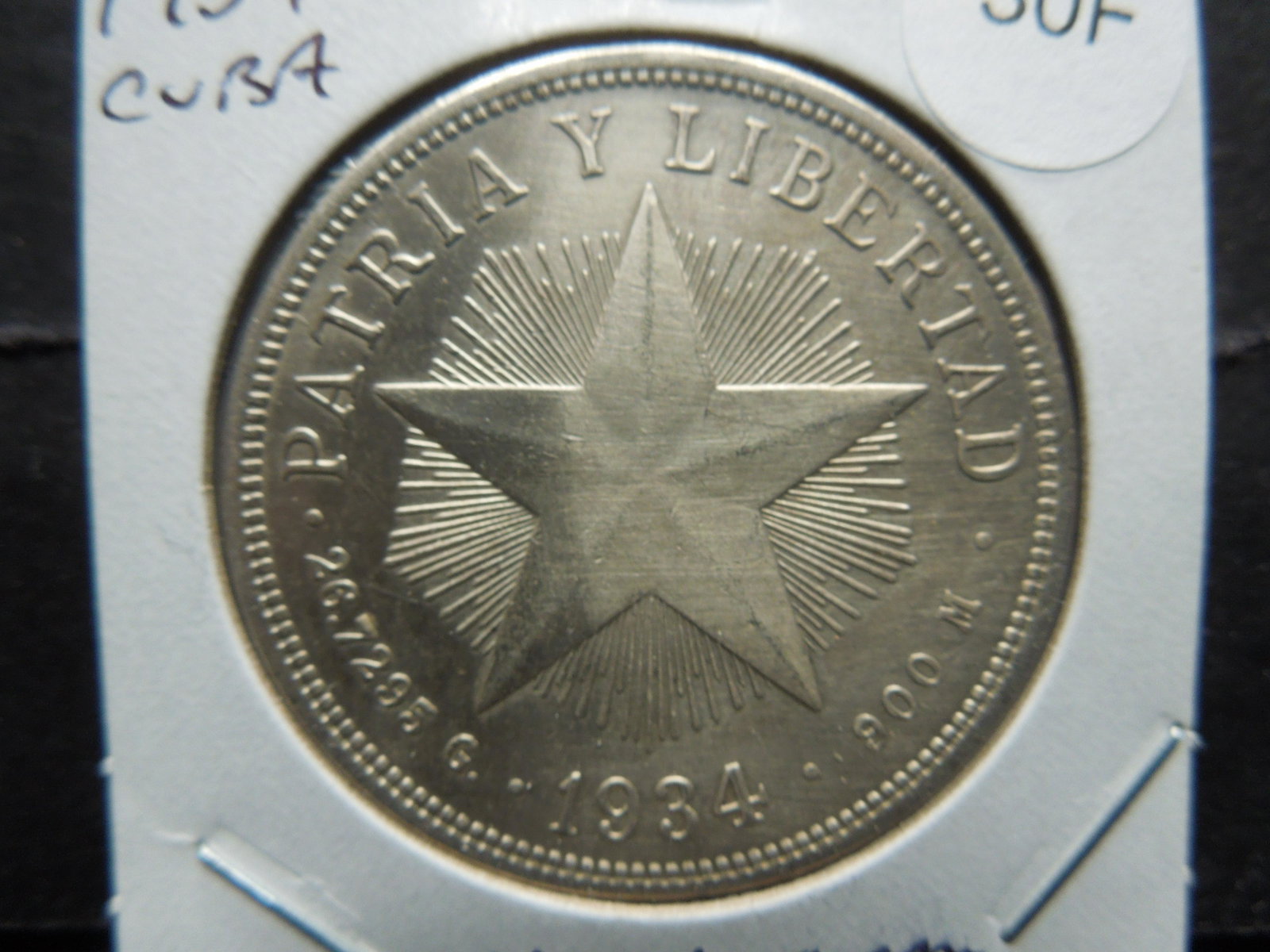 1934 Cuba 1 Peso.  UNC.  High Grade. (1 of 3)