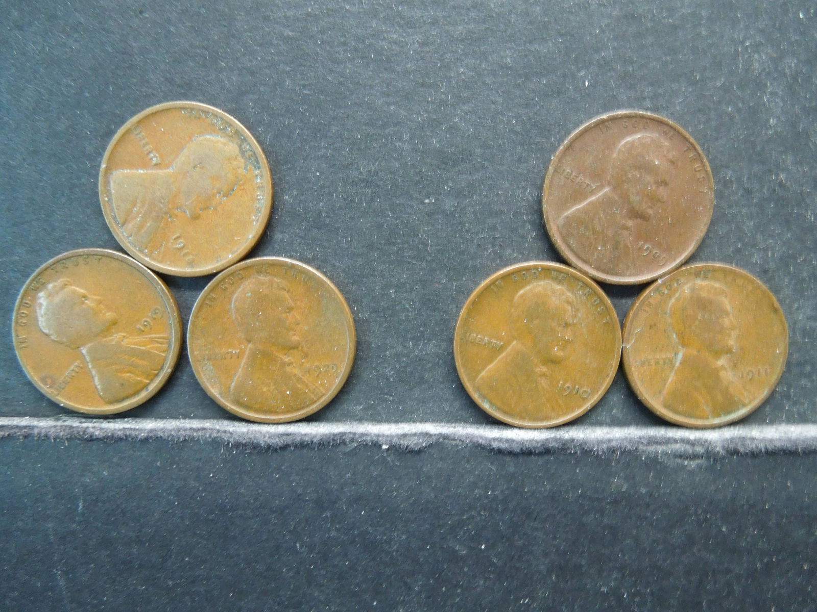 1909, 1910, 1911, 1918, 1919, 1920 Wheat Cents (1 of 5)