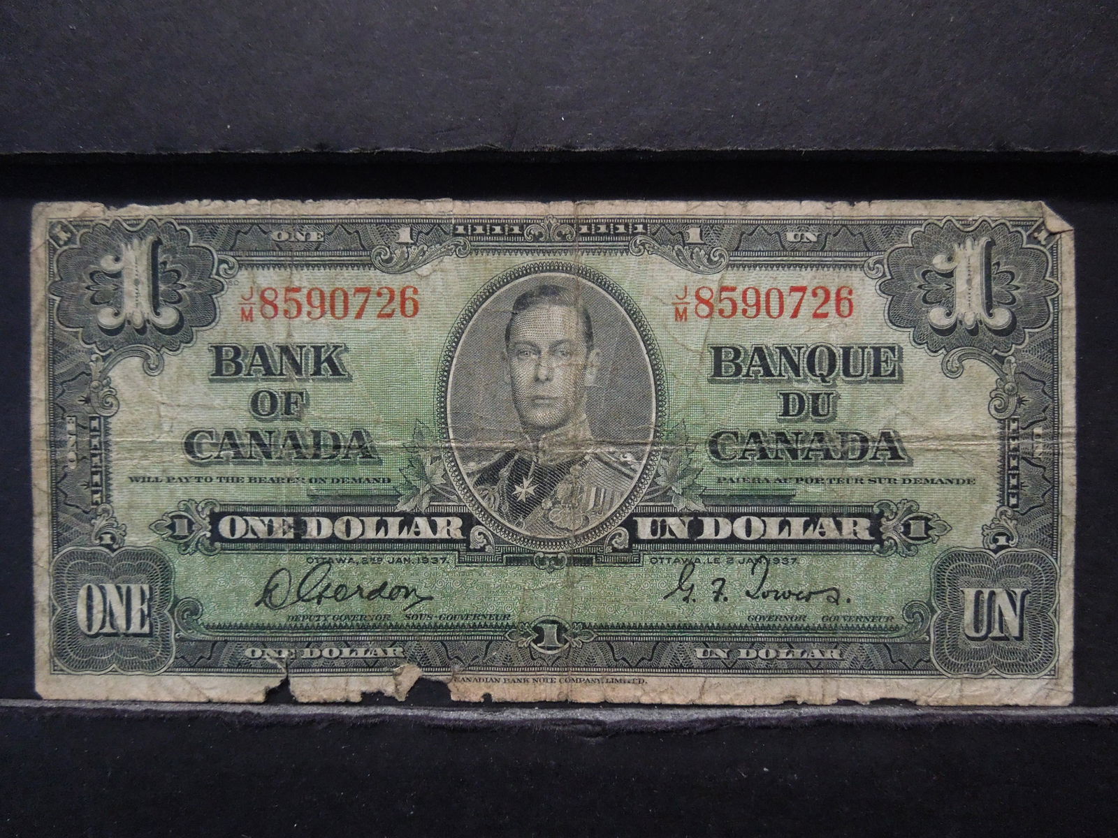 1937 Canada Gordon Towers Wide Panel Dollar (1 of 3)