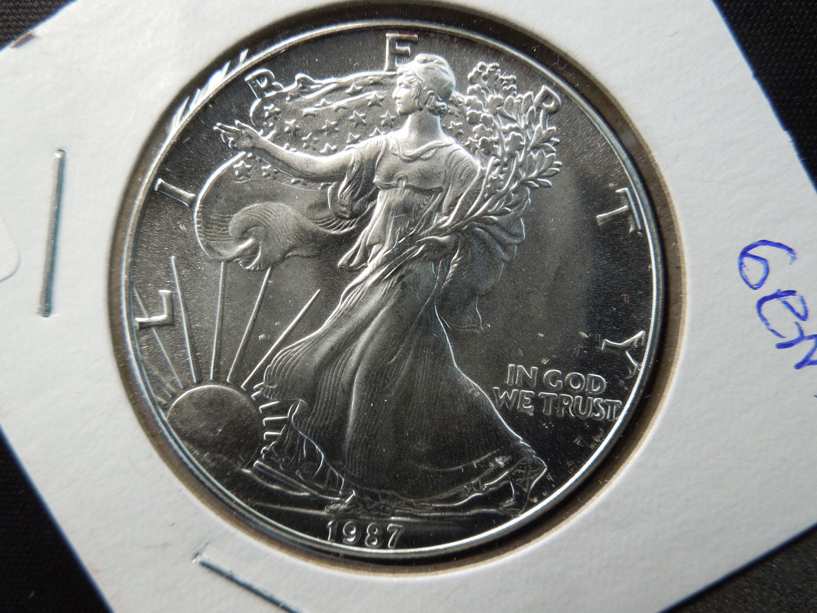 1987 American Silver Eagle. Second Year  GEM BU. (1 of 3)
