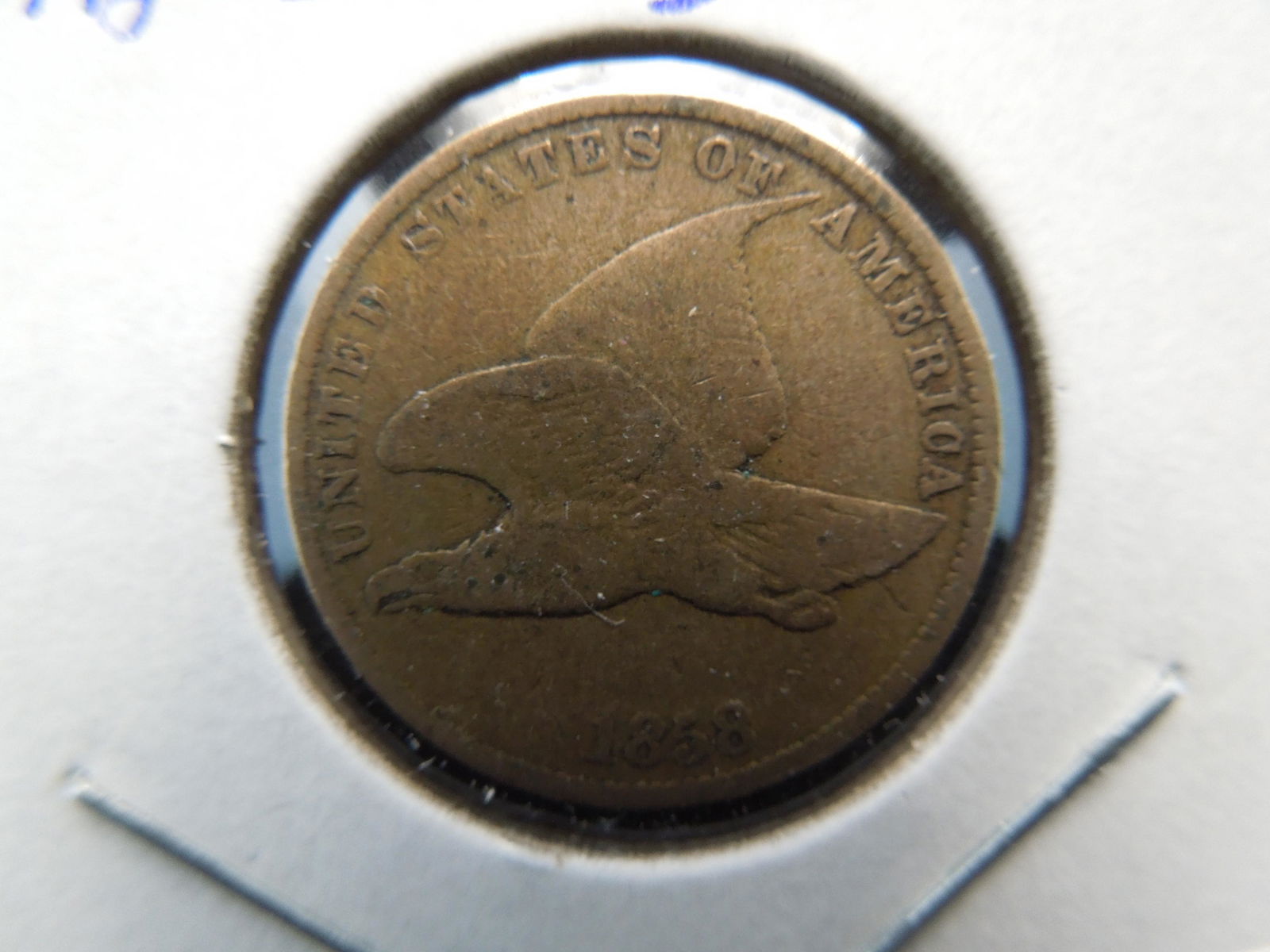 1858 Small Letters Flying Eagle Cent.  Fine. (1 of 3)