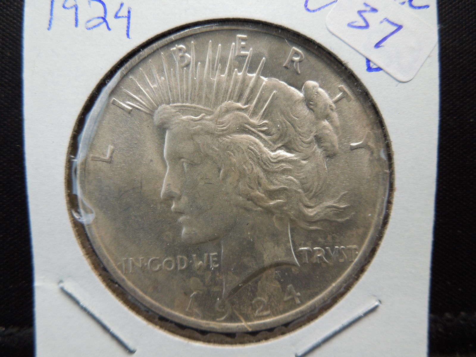 1924 Peace Dollar.  Choice BU.  White coin. (1 of 3)