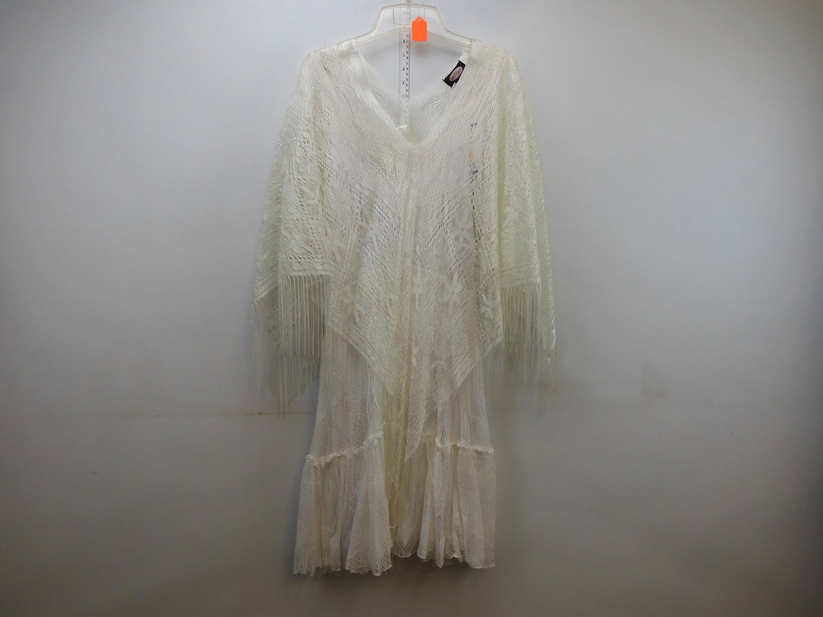 Adult Costume Frederick White Crotched Dress W/Shaw &: Adult Costume Frederick White Crotched Dress W/Shaw & Fan , Size Sm . Dolly Parton ?