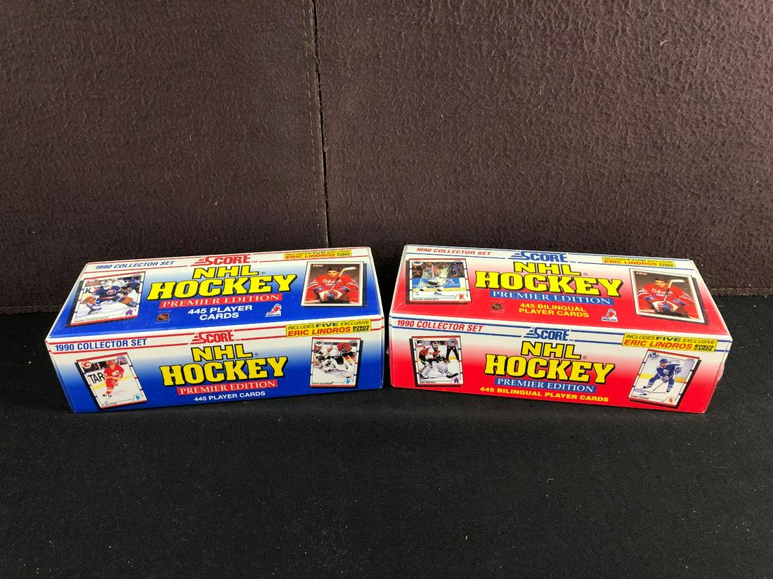 1990-1991 Score Hockey Lot of 2 Factory Sets - Regular: 1990-1991 Score Hockey Lot of 2 Factory Sets - Regular & Bilingual Versions - Eric Lindros Rookies