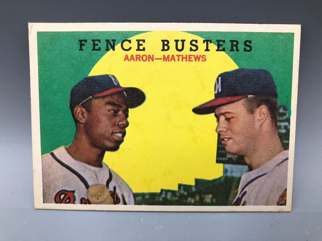 1959 Topps Fence Busters #212 - Hank Aaron & Eddie: 1959 Topps Fence Busters #212 - Hank Aaron & Eddie Mathews