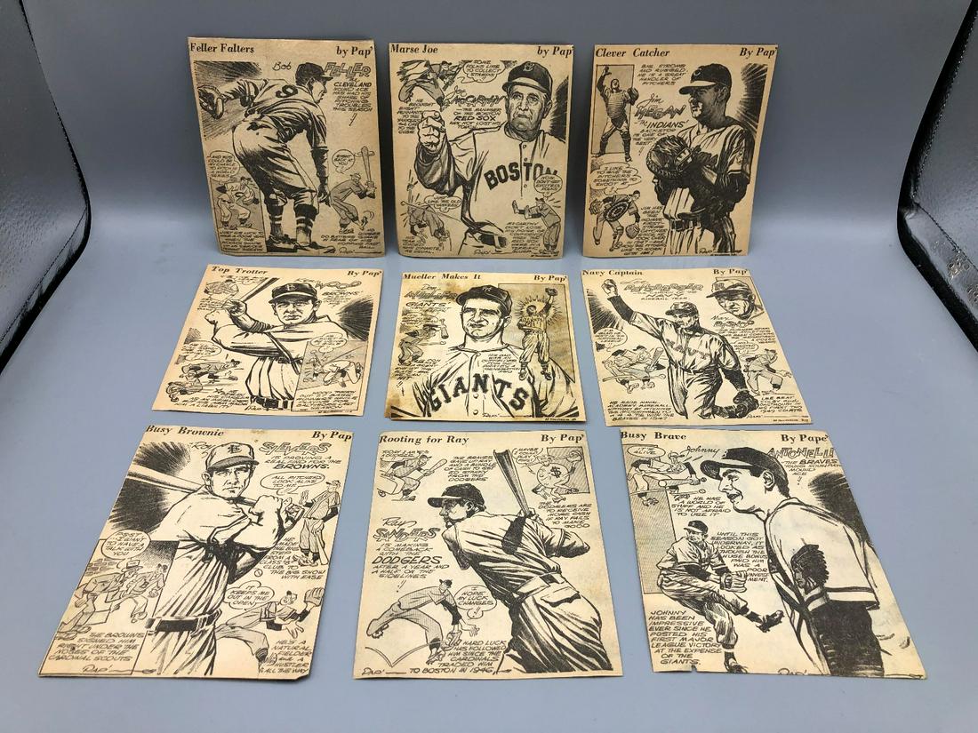 Circa 1948 Lot of 9 Baseball Sports Cartoons by Thomas (1 of 5)
