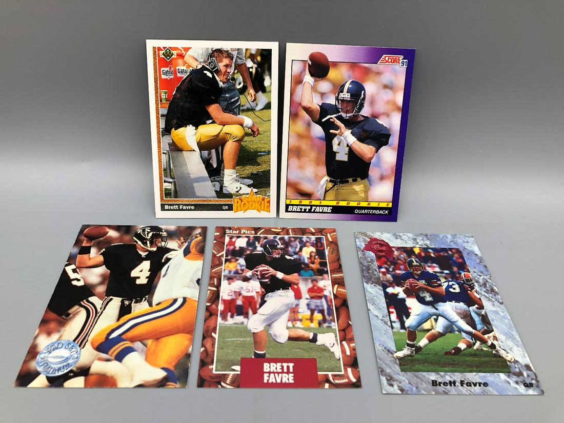 1991 Brett Favre Rookie Card Lot of 5 - Upper Deck, (1 of 2)