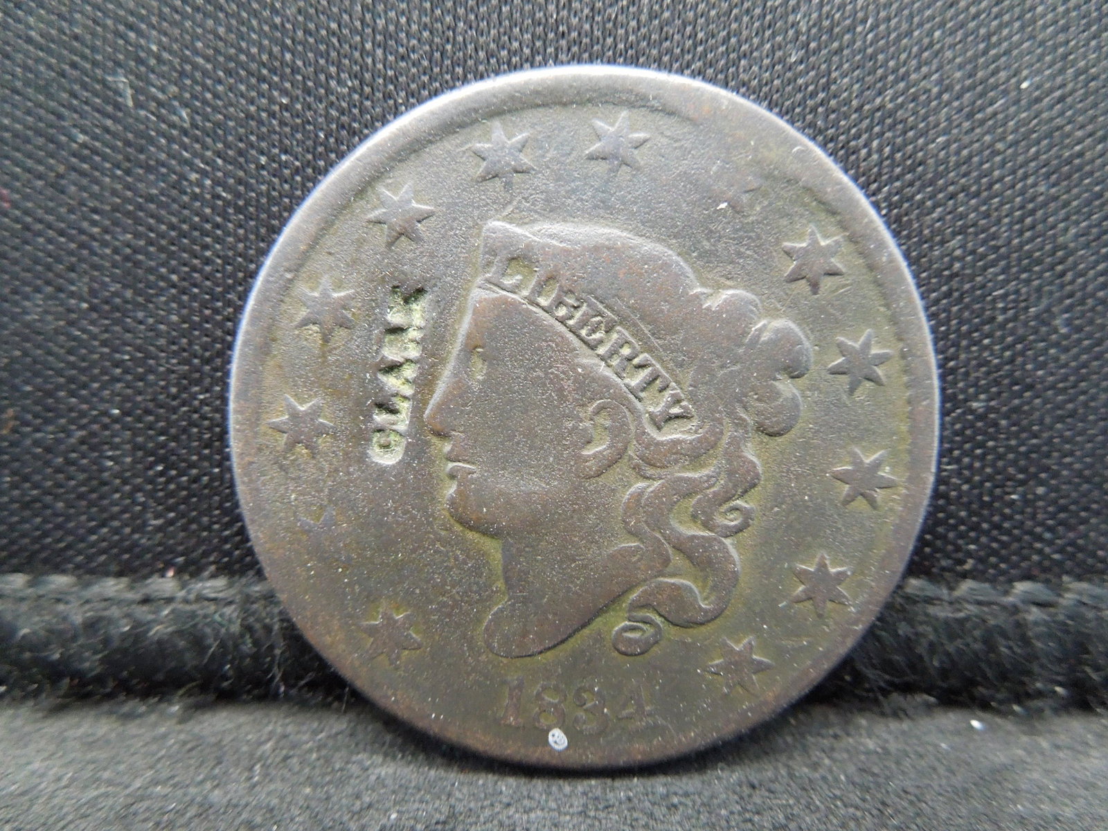 1834 Large Cent Counterstamp (1 of 2)