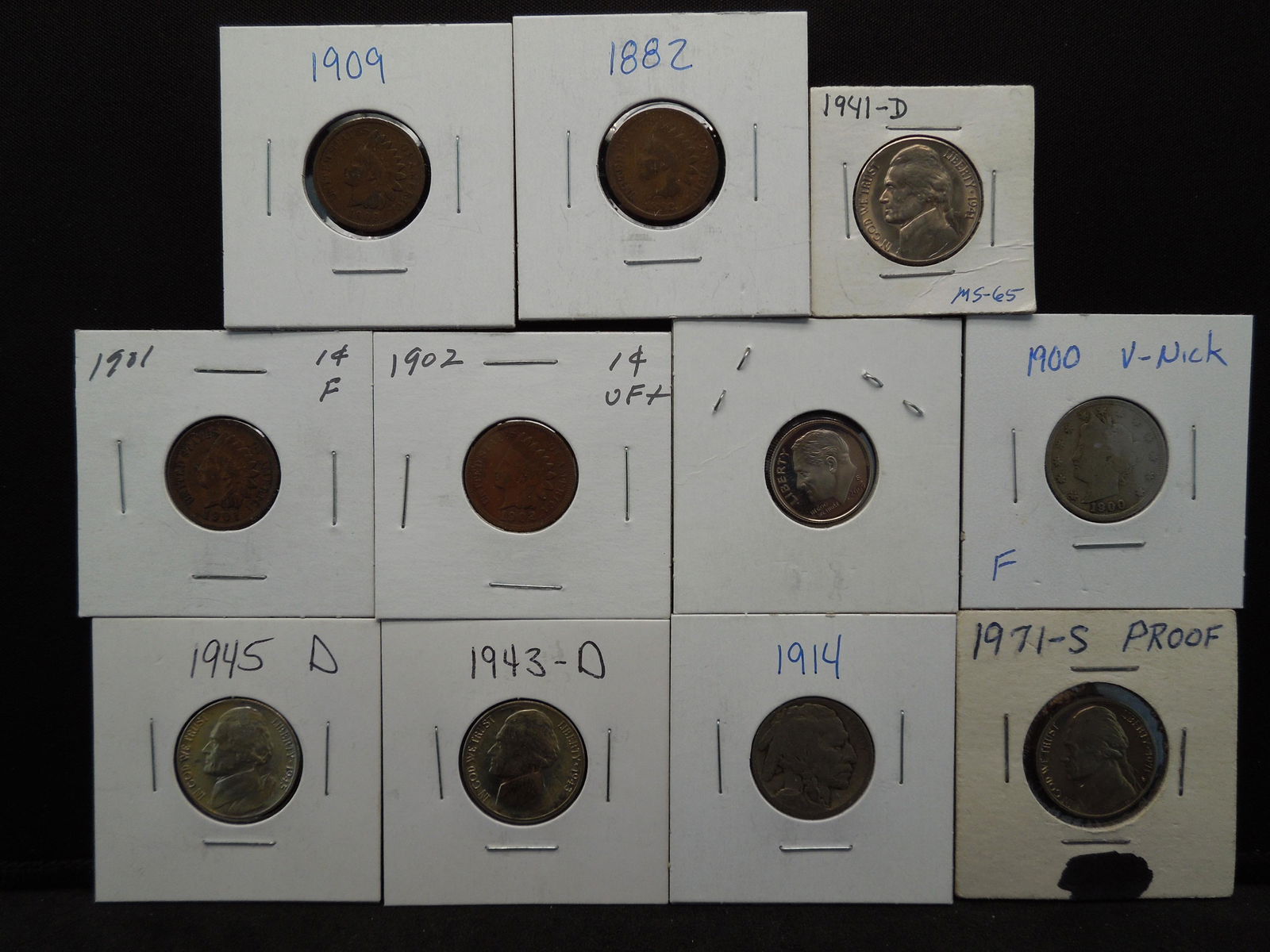 Grab Bag Lot Indian Head Cents, Silver War Nickels, (1 of 7)