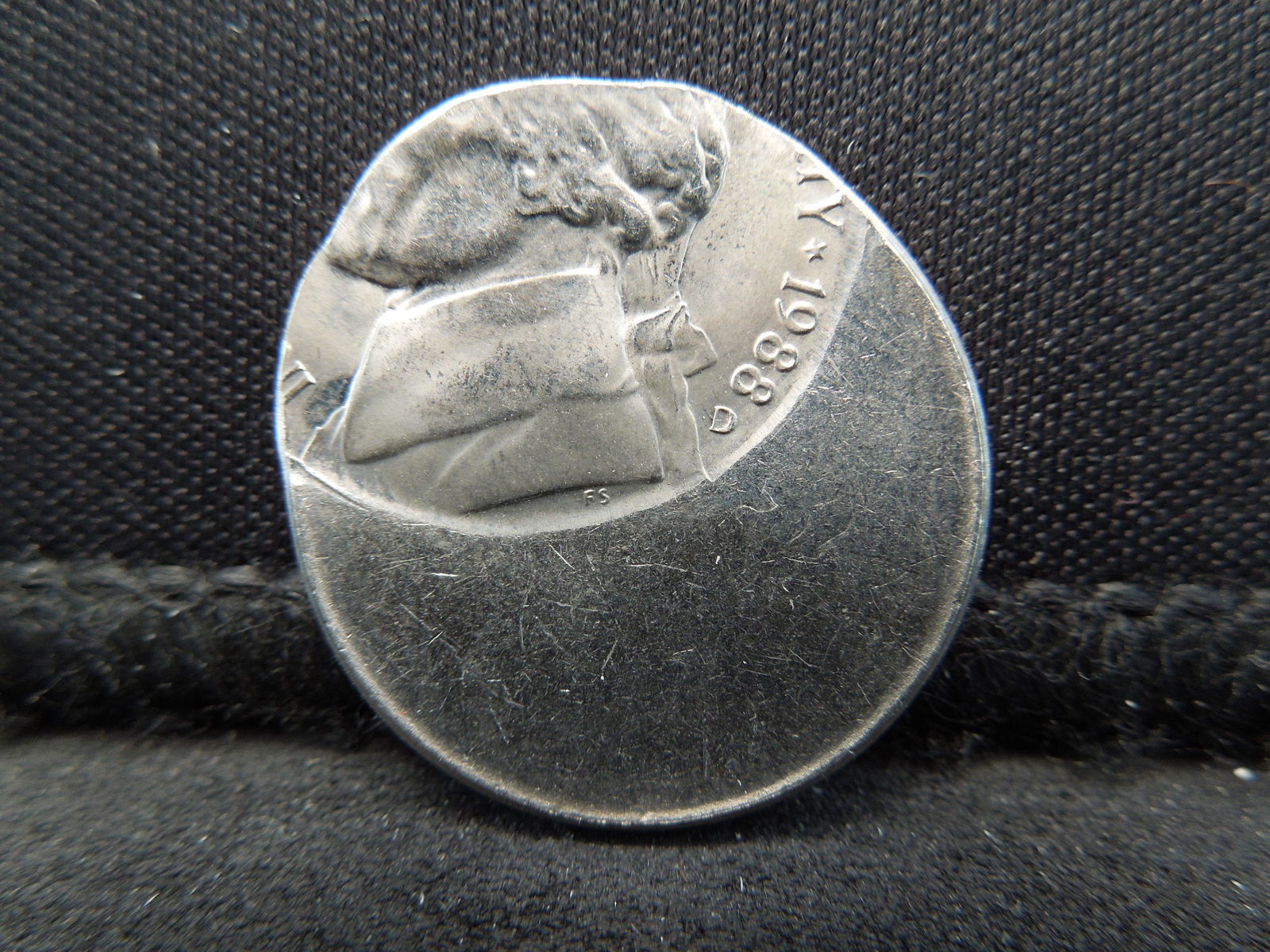 1988 D Jefferson Nickel Off Center Part of a Large: 1988 D Jefferson Nickel Off Center Part of a Large Collection of Errors