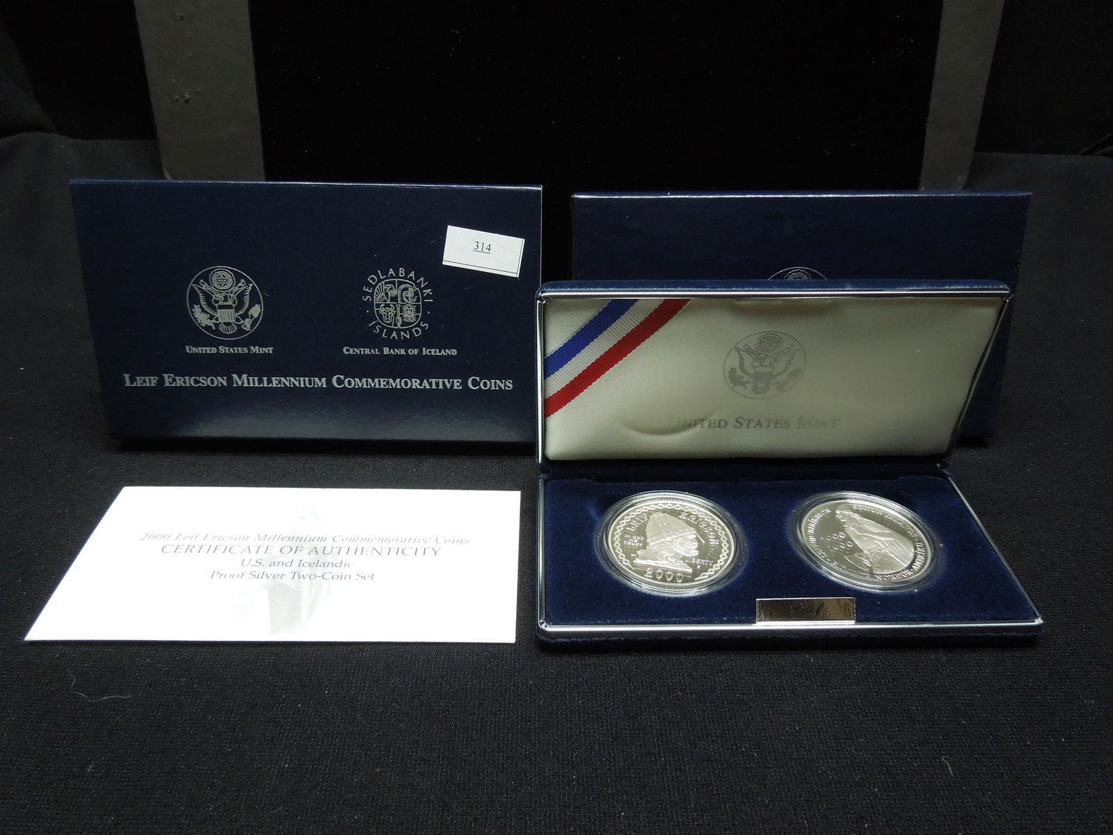 2000 Leif Ericson Proof Silver 2 Coin Set w/ Original (1 of 4)