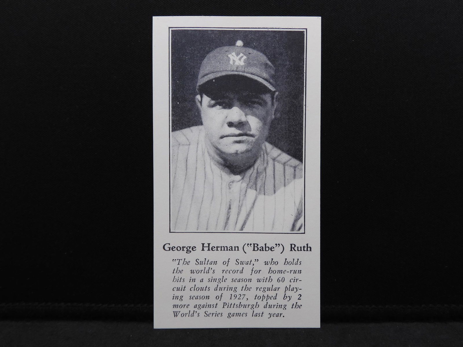 Reprint 1928 For-Joy Babe Ruth Baseball Card (1 of 2)