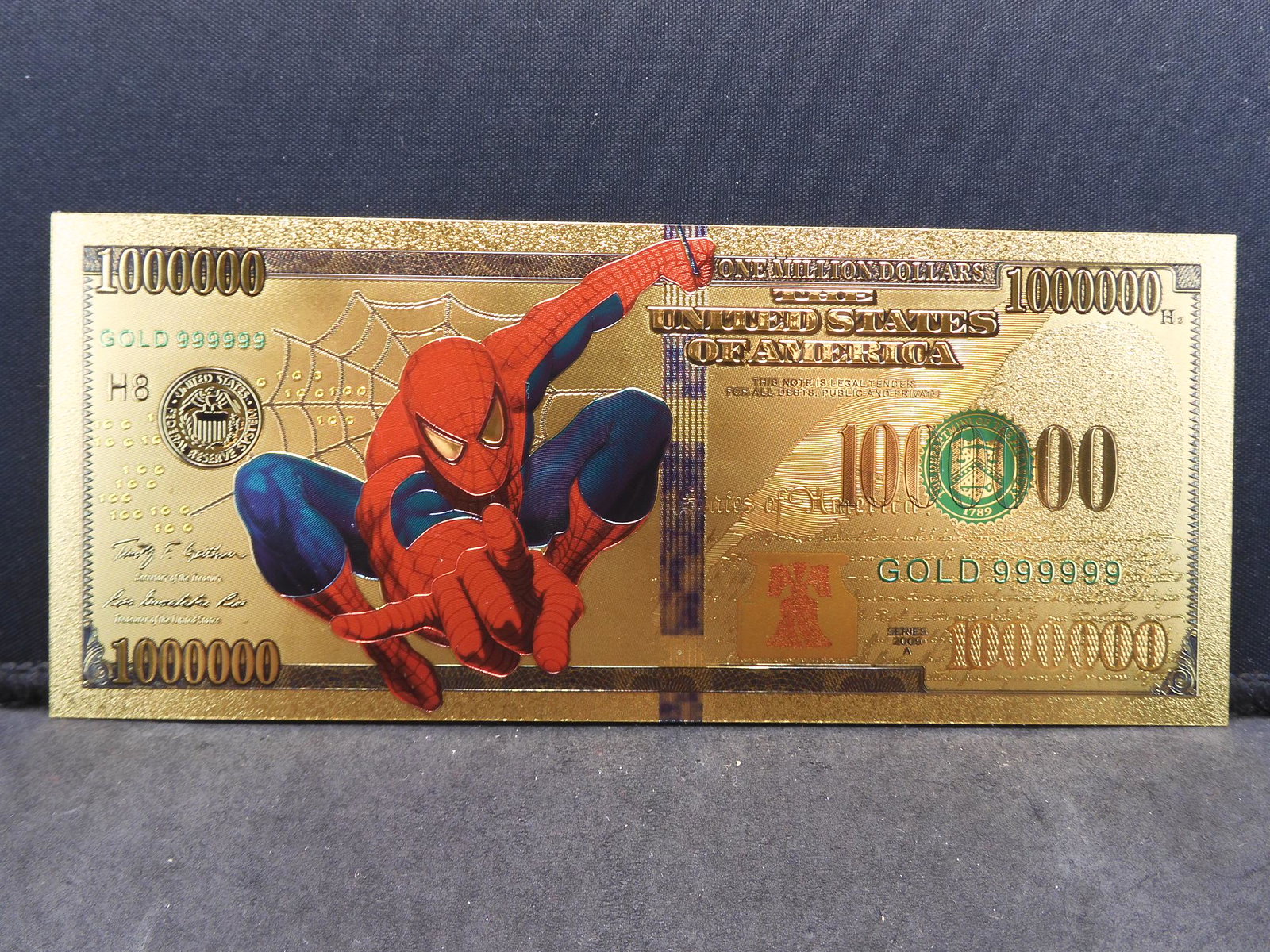 24K GOLD FOIL, (SPIDERMAN), CRISP, NOT LEGAL: 24K GOLD FOIL, (SPIDERMAN), CRISP, NOT LEGAL TENDER/NOVELTY!