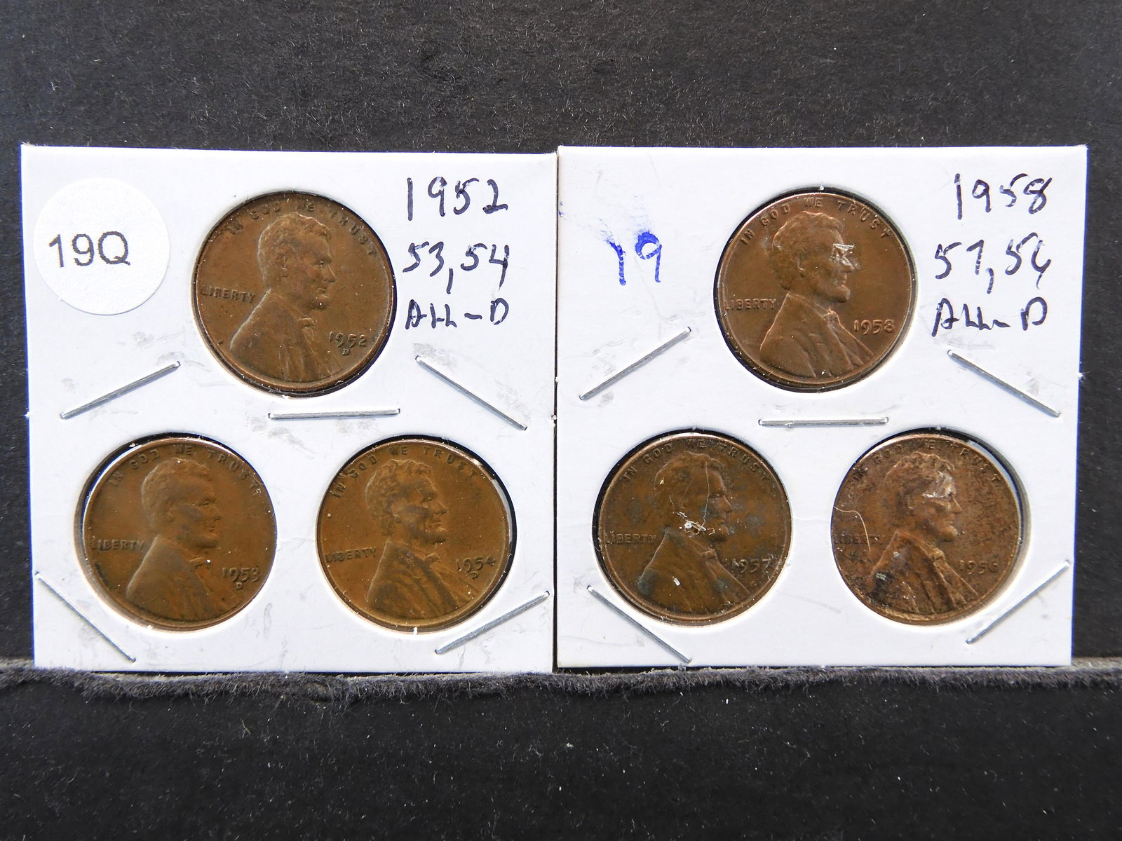 1952,53,54 All D Mint Marks, 1956,57,58 P Lincoln Wheat (1 of 5)