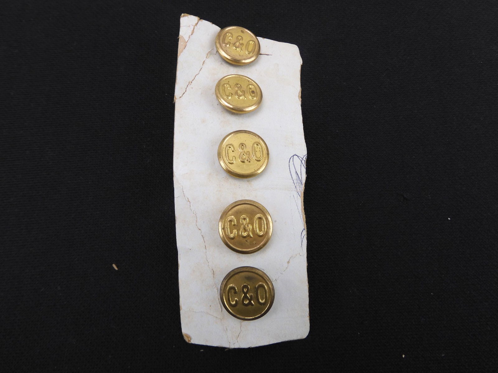 5 C&O railway 1/2" conductors uniform buttons with (1 of 2)
