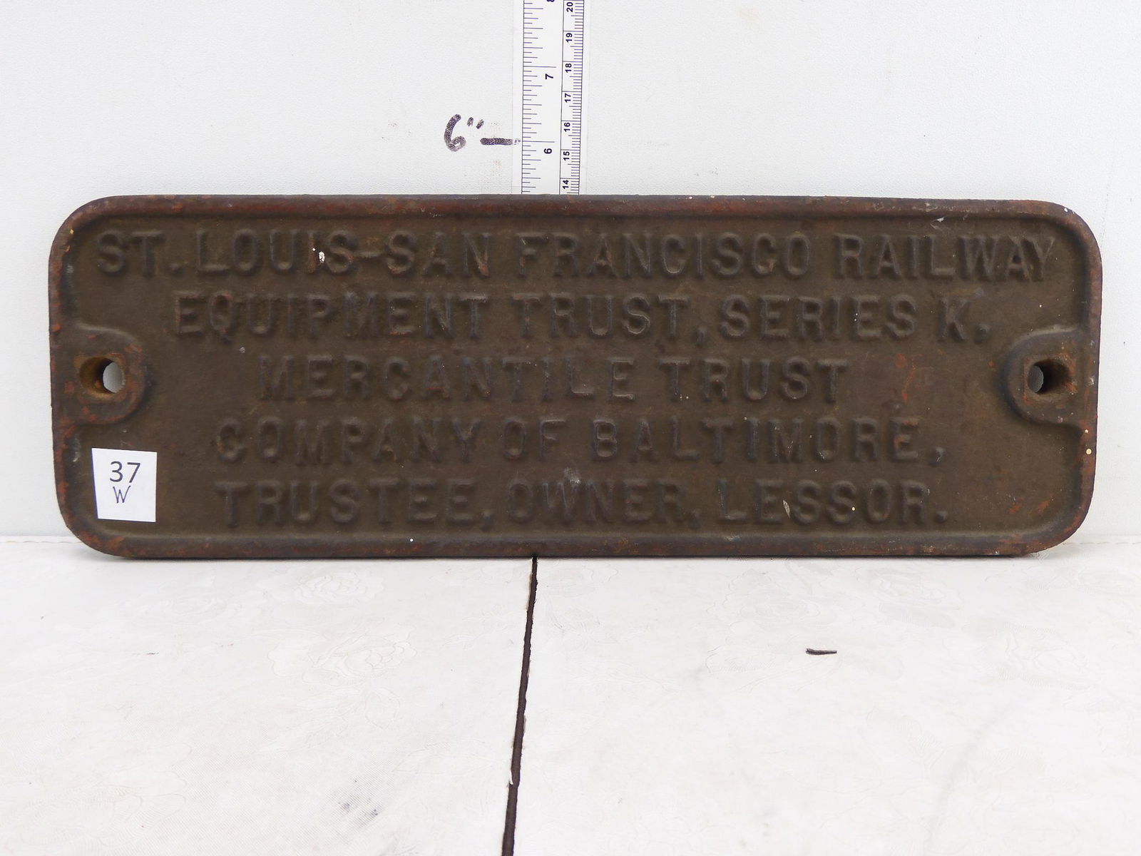 ST. LOUIS - SAN FRANCISCO RAILWAY equipment trust plate (1 of 4)