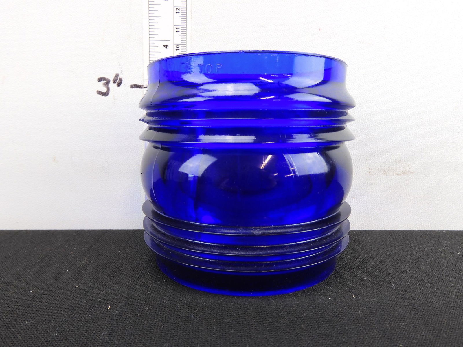 spare railroad kerosene lantern globe - blue unmarked (1 of 3)