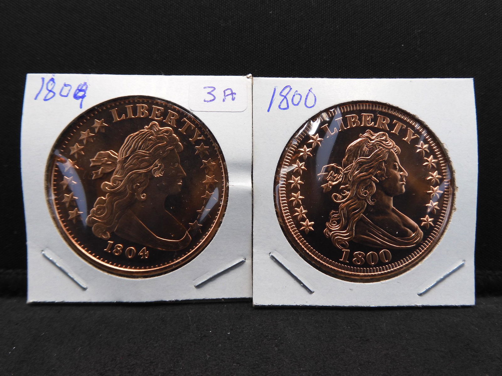 (2) one ounce copper rounds:  1800 Bust Dollar and 1804 (1 of 5)