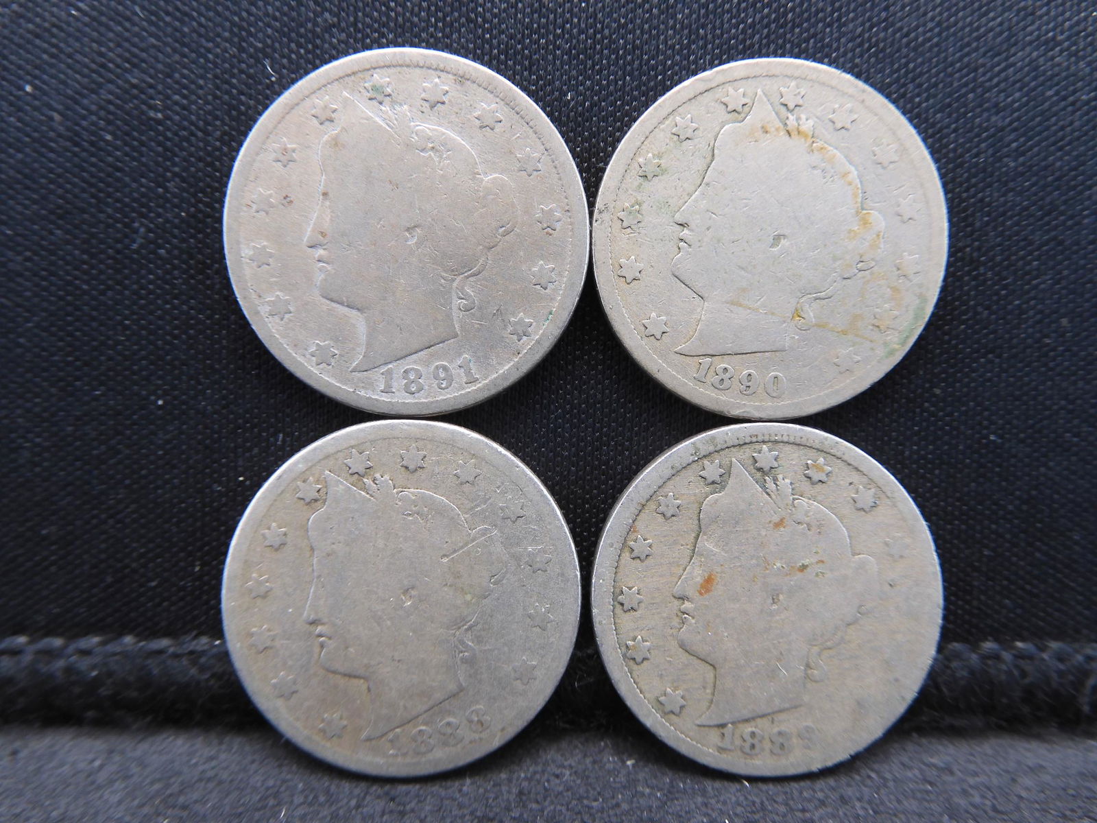 1888 1889 1890 1891 V-Nickels. (1 of 2)