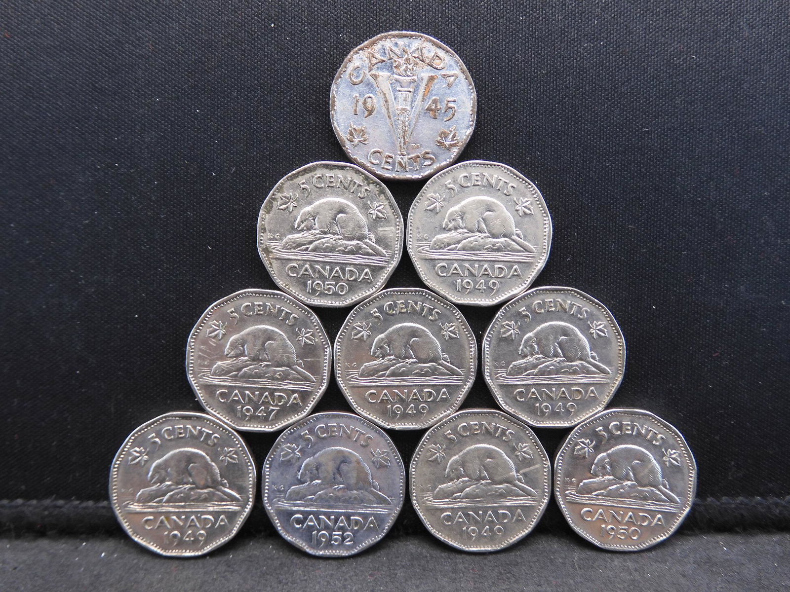 10 Canadian Nickels 1940's & 50's: 10 Canadian Nickels 1940's & 50's