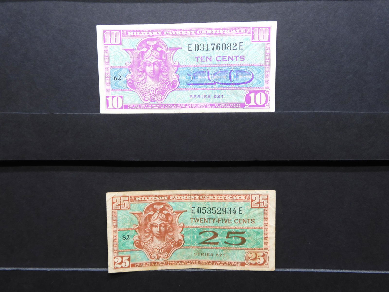 (2) US Military Payment Certs Series 521.  Both VF. (1 of 5)