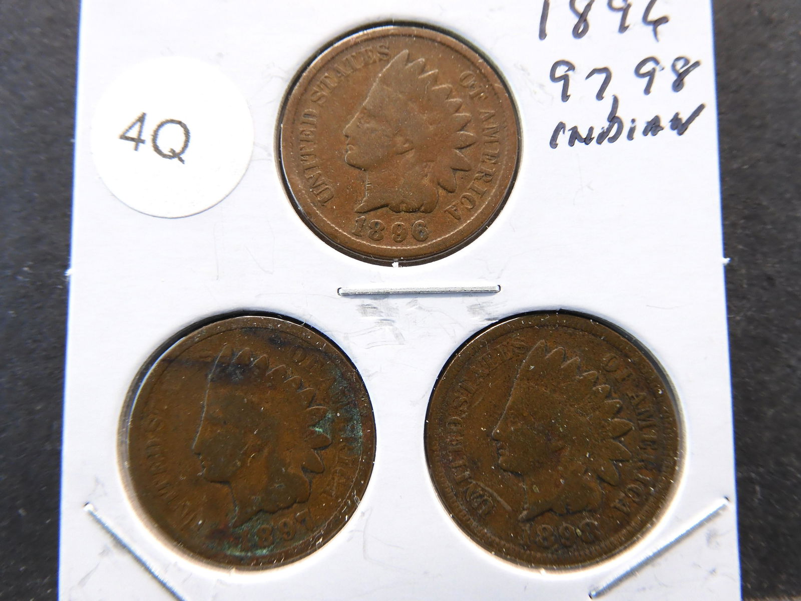 3-Indian Head Cents, 1896,97,98 (1 of 2)