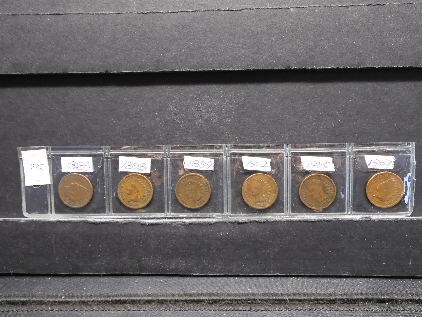 6-Indian Head Cents, 1889,98,99,1902,05,07 (1 of 5)