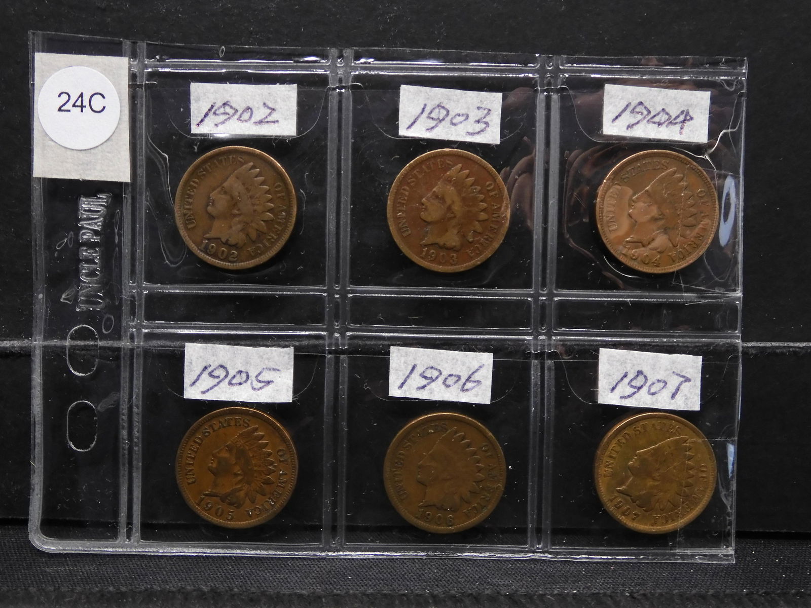 6-Indian Head Cents, 1902,03,04,05,06,07 (1 of 3)