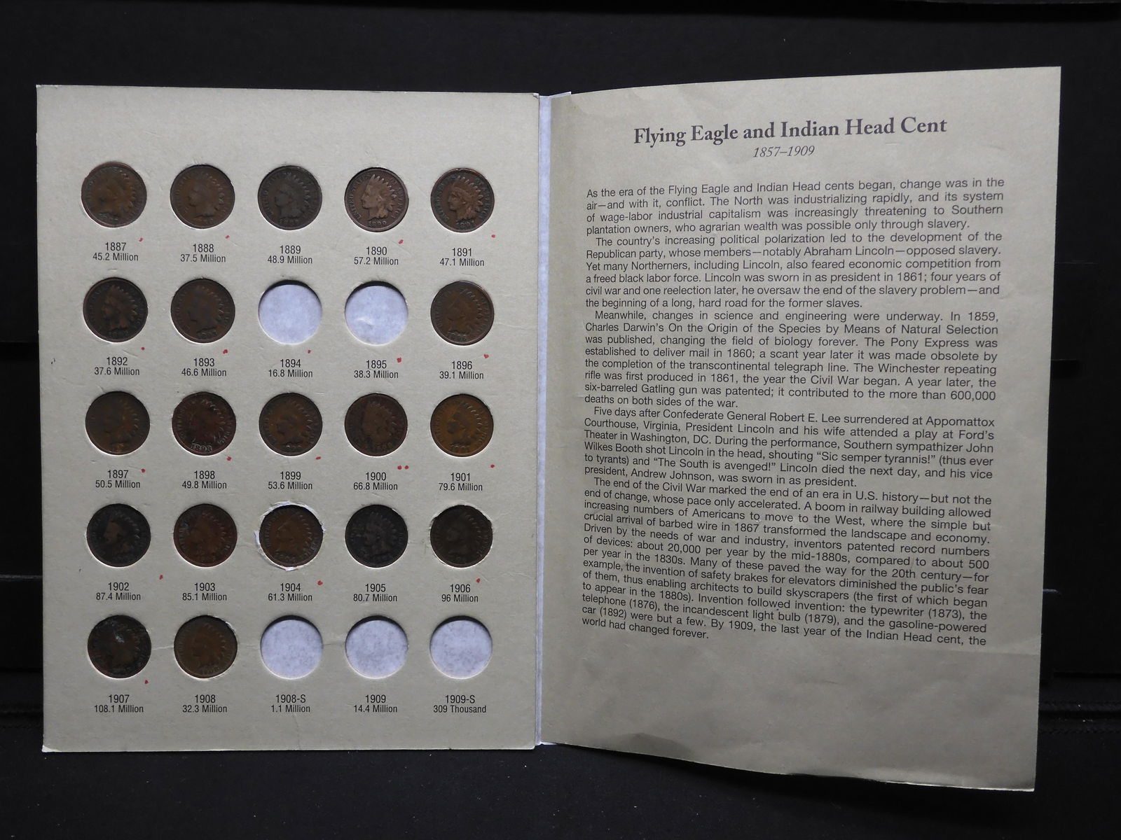 20- Indian Head Cents, 1887-1908 Not Complete in Folder (1 of 10)