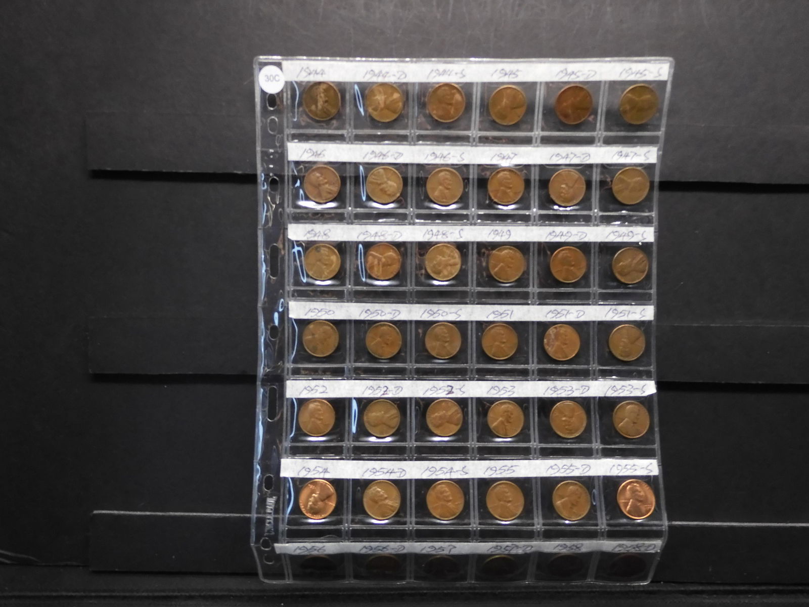 36-Lincoln Wheat Cents, 1944-1958 D complete, some red (1 of 13)