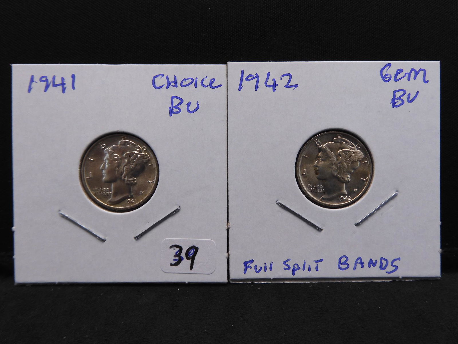 1941 and 1942 Mercury Dimes.  Both Choice BU. (1 of 3)