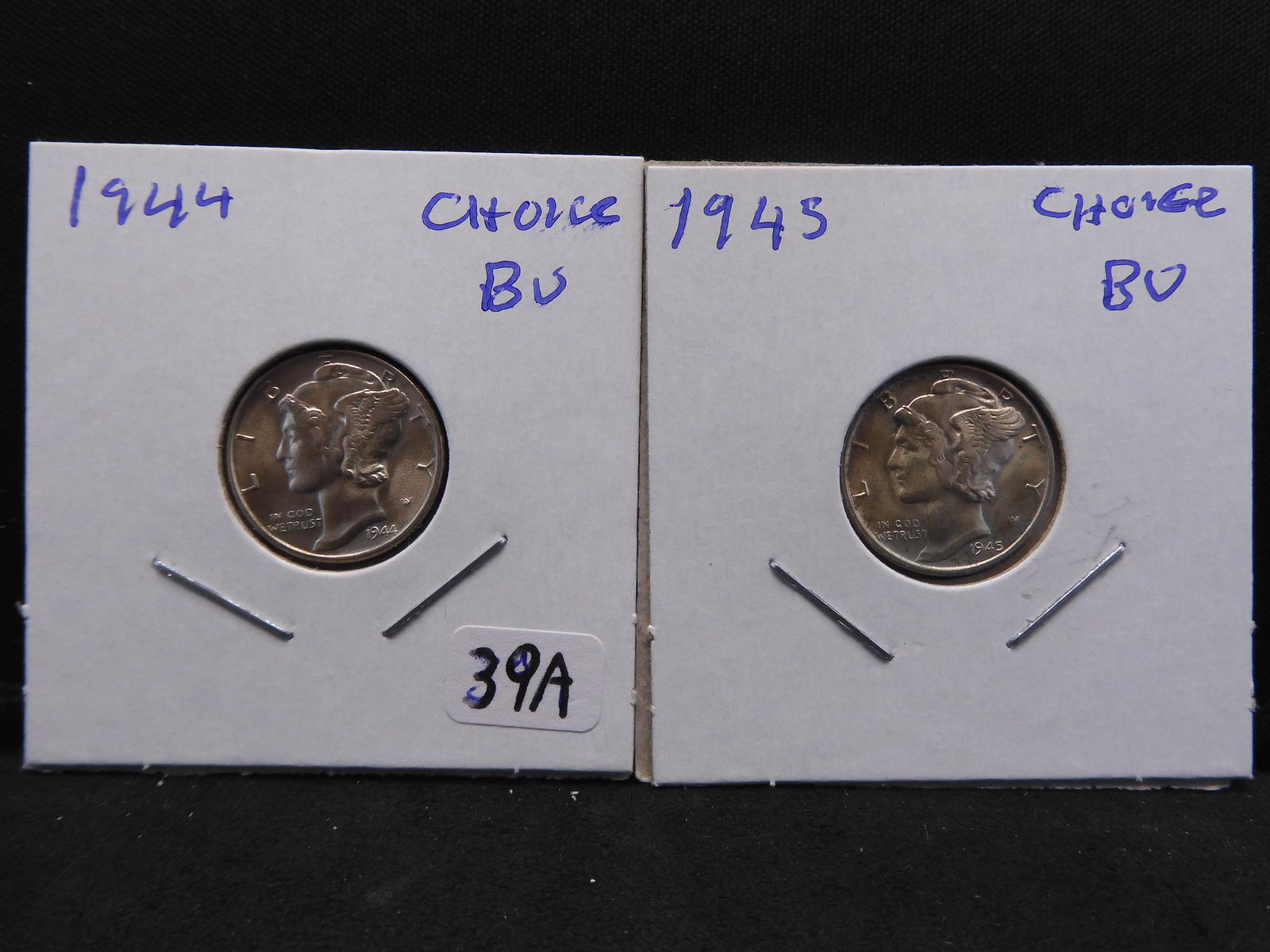 1944 and 1945 Mercury Dimes.  Both Choice BU. (1 of 3)