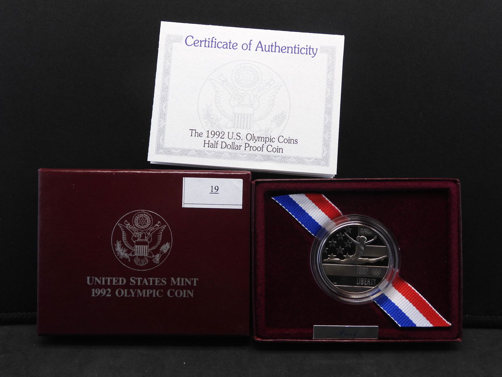 1992 Olympic Half Dollar Proof Gymnast w/Box n COA (1 of 4)