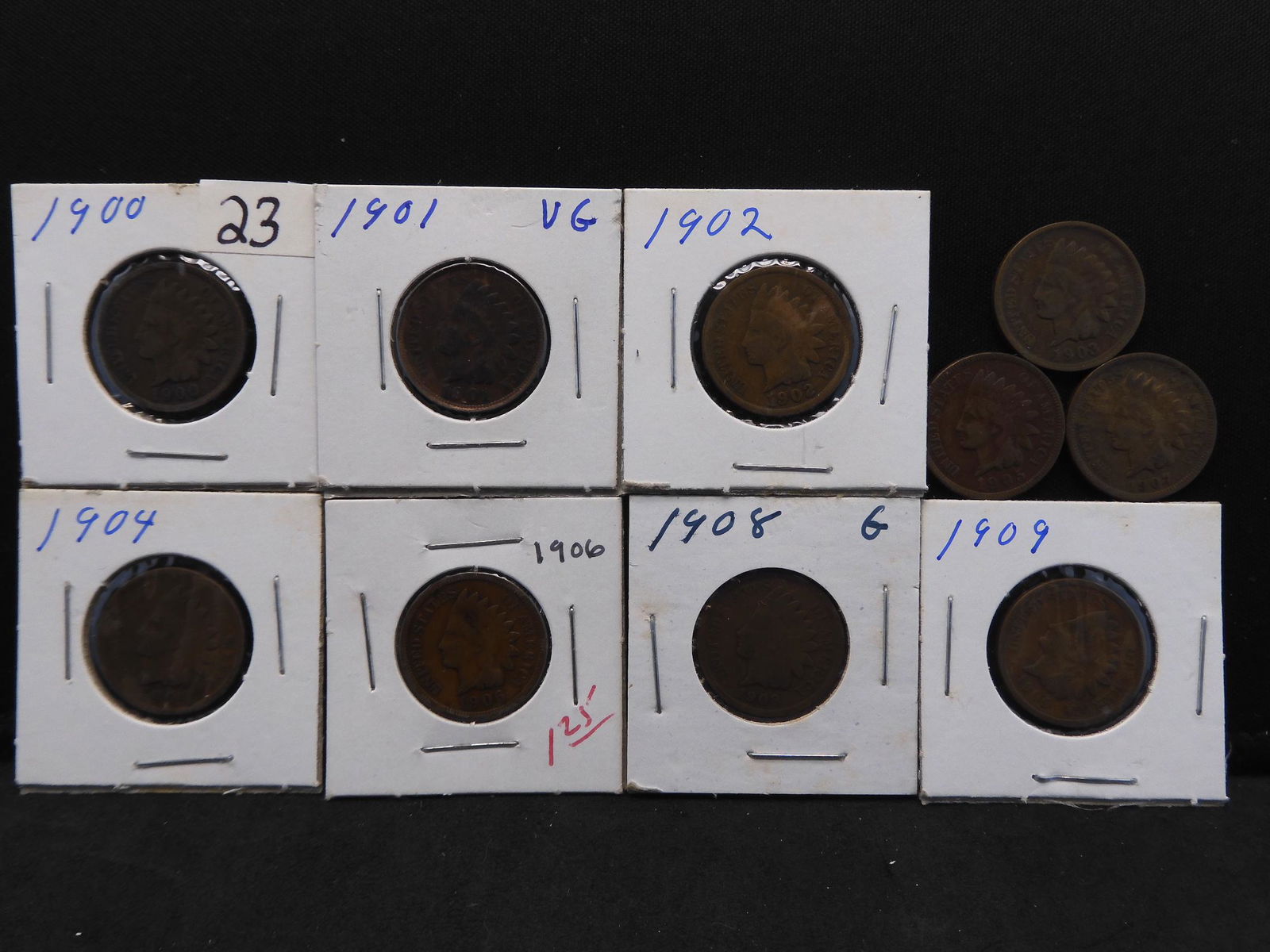 1900-1909 Short Set of Indian Head Cents (1 of 9)