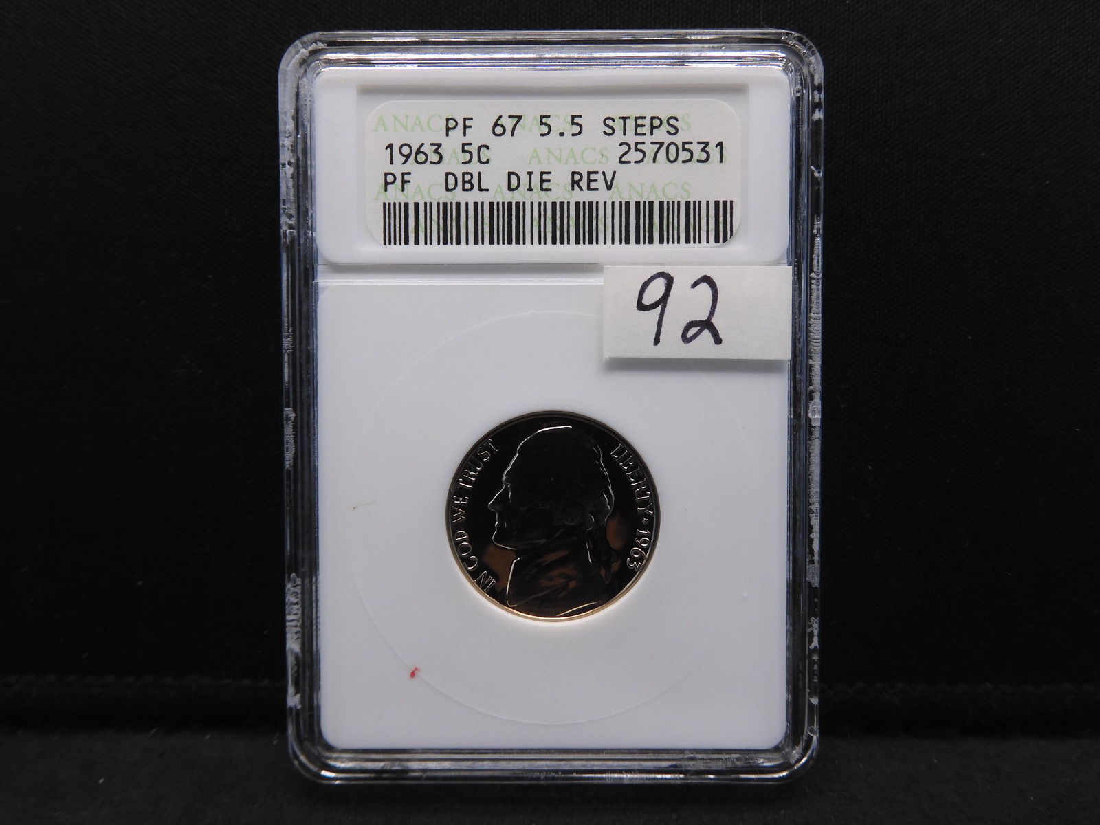 1963 ANACS PF67 5.5 Steps Double Die Reverse Jefferson (1 of 4)