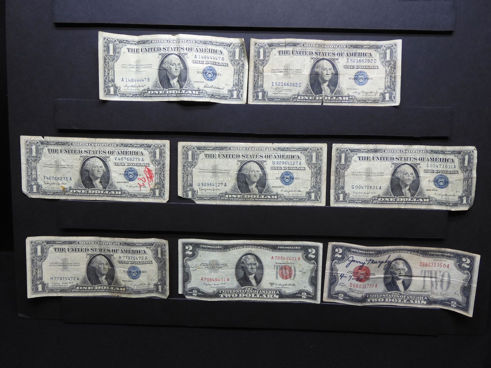 (7) PC Lot US Paper Money Includes 1928 $2.00 Red, (1 of 10)