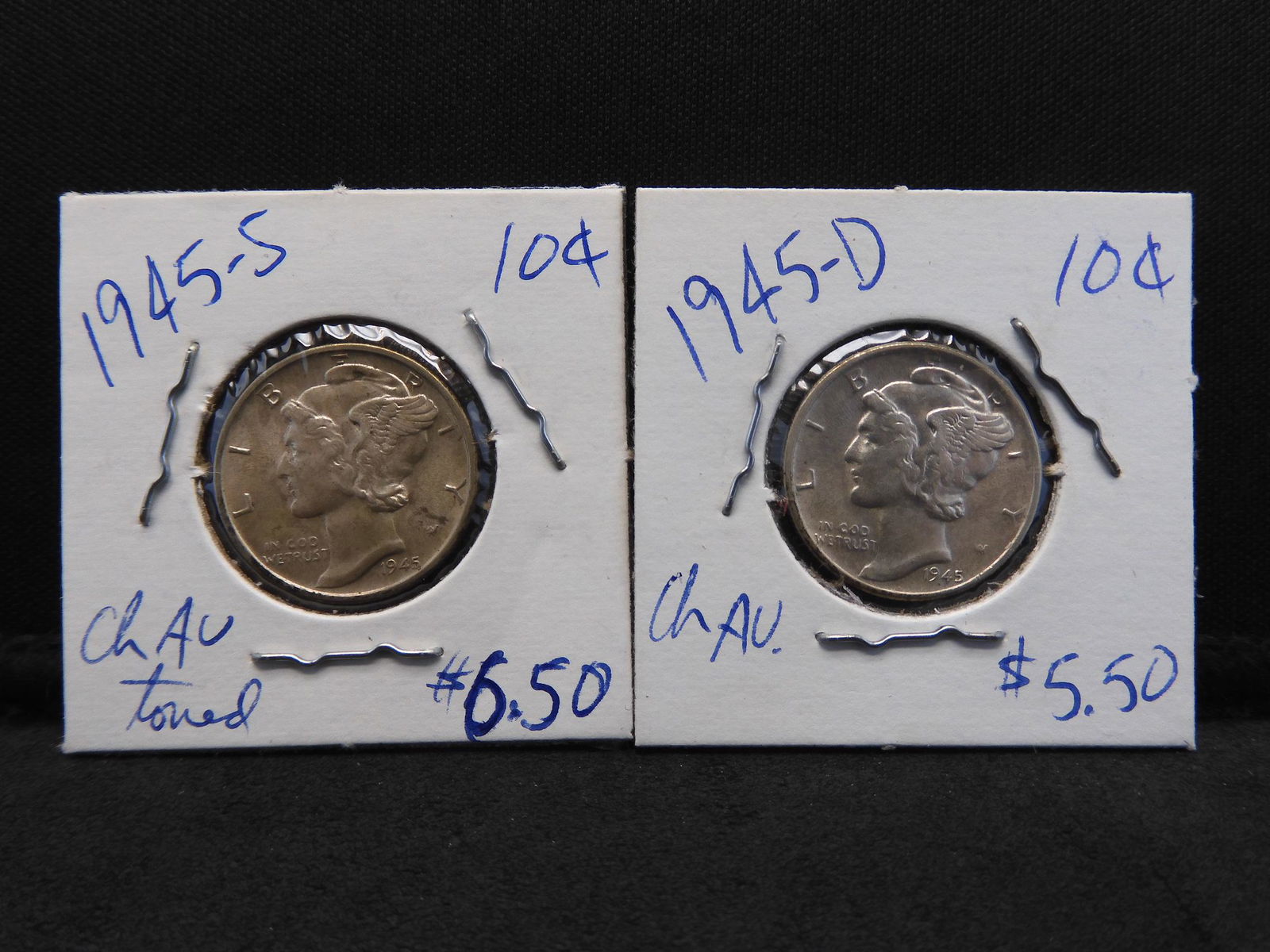 (2)pc Set 1945-D & 1945-S Mercury Dimes High Grade (1 of 3)