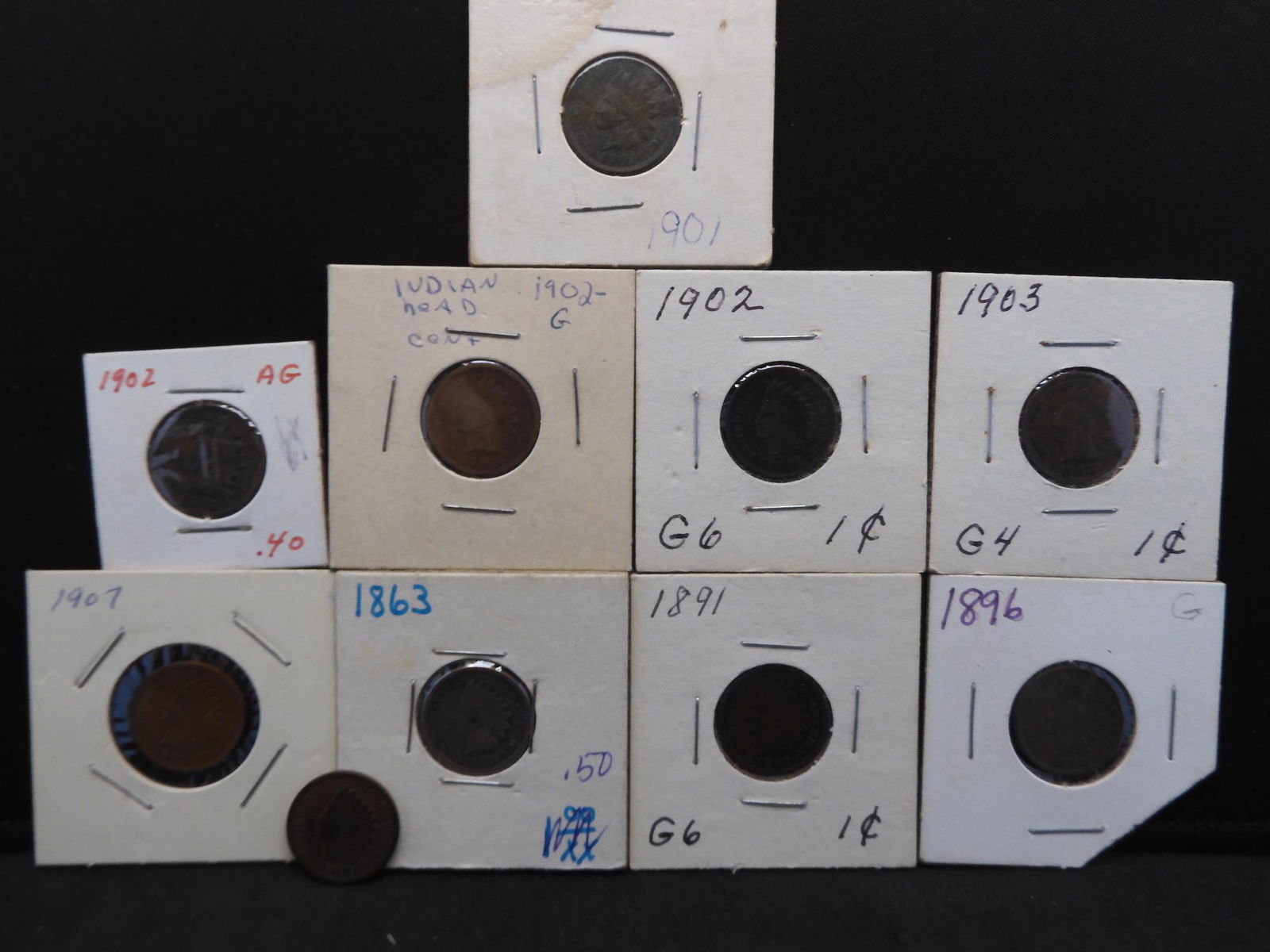 10pc Lot of Indian Cents Mixed Dates & Grades (1 of 11)