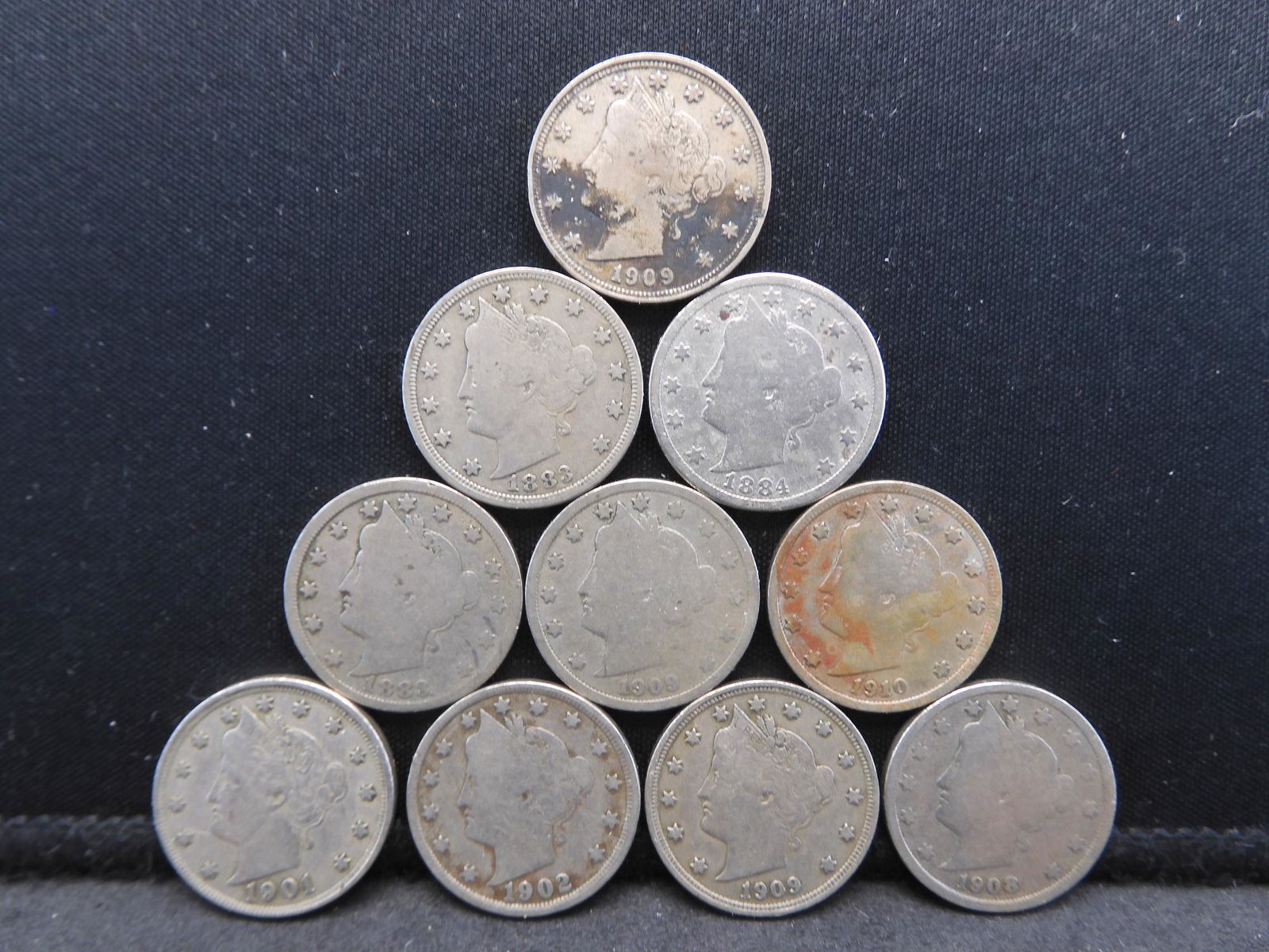 (10)pc Lot Liberty Head V Nickels Various Dates & (1 of 2)