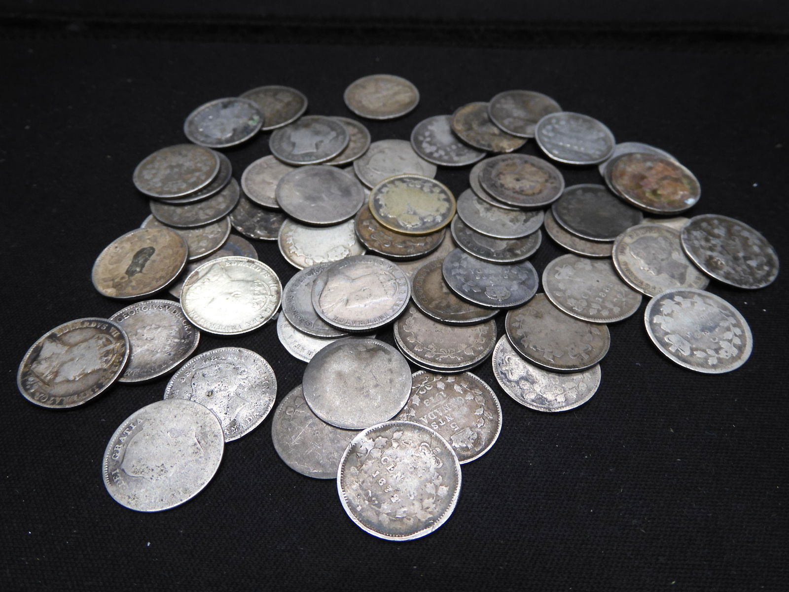 56- Canadian Silver Half Dime 5cent Coins dated from (1 of 4)