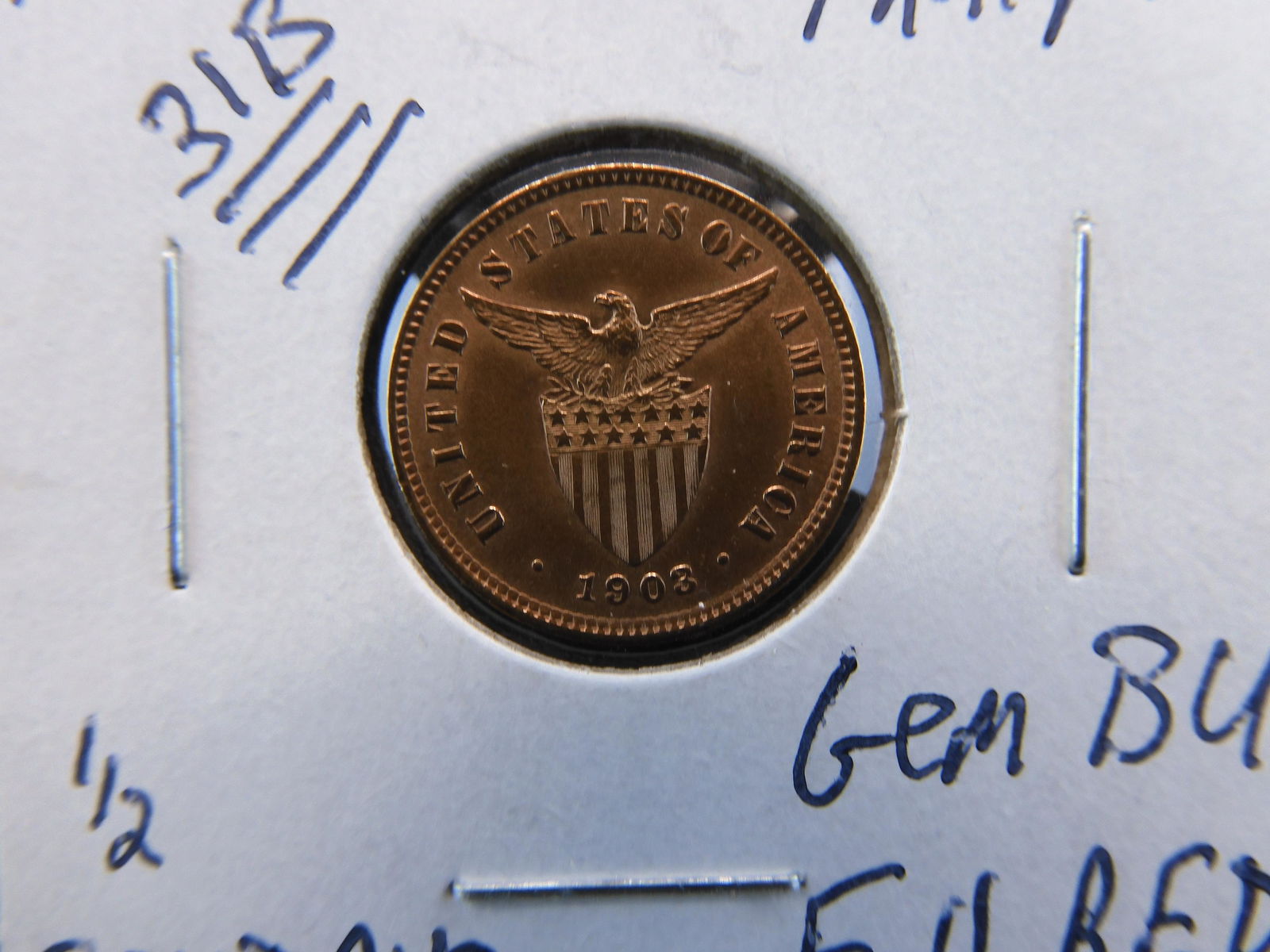 1903 Gem BU Full Red USA Philippines 1/2 Centavo (1 of 3)